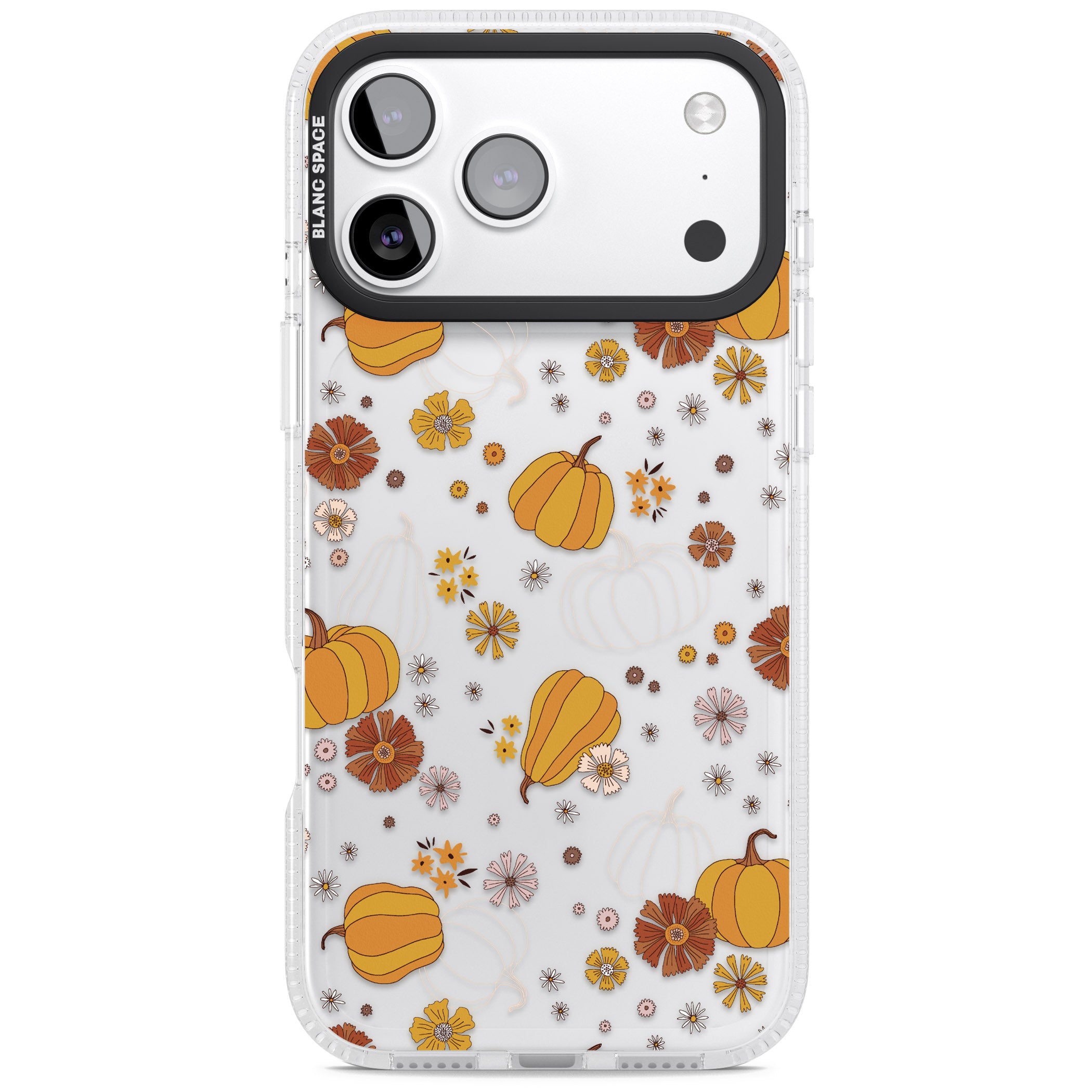 Halloween Pumpkins And Flowers iPhone 17 Pro Impact Air Clear Phone Case