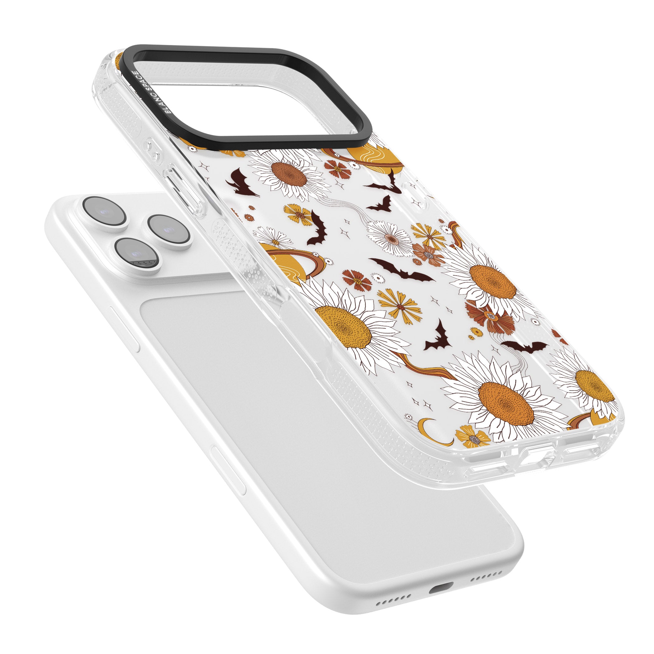 Halloween Bats And Planets iPhone 17 Pro Impact Air Clear Phone Case Colours