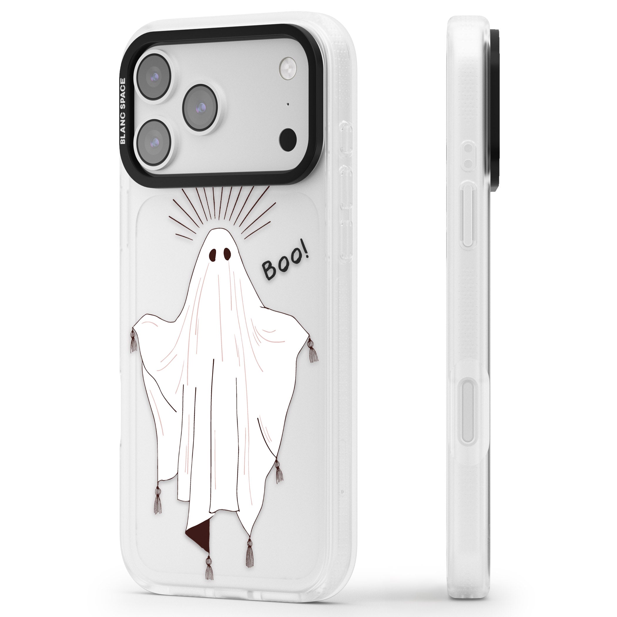 Boo! iPhone 17 Pro Impact Air Clear Phone Case Side Profile