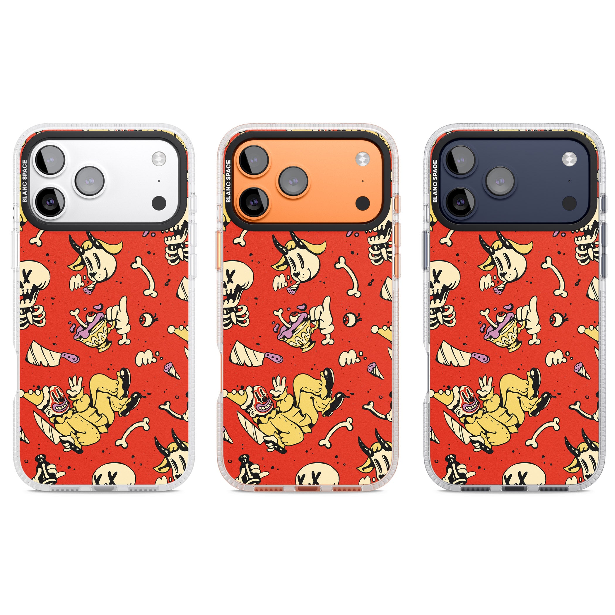 Red Retro Halloween Pattern iPhone 17 Pro Impact Air Clear Phone Case APT Impact Protection