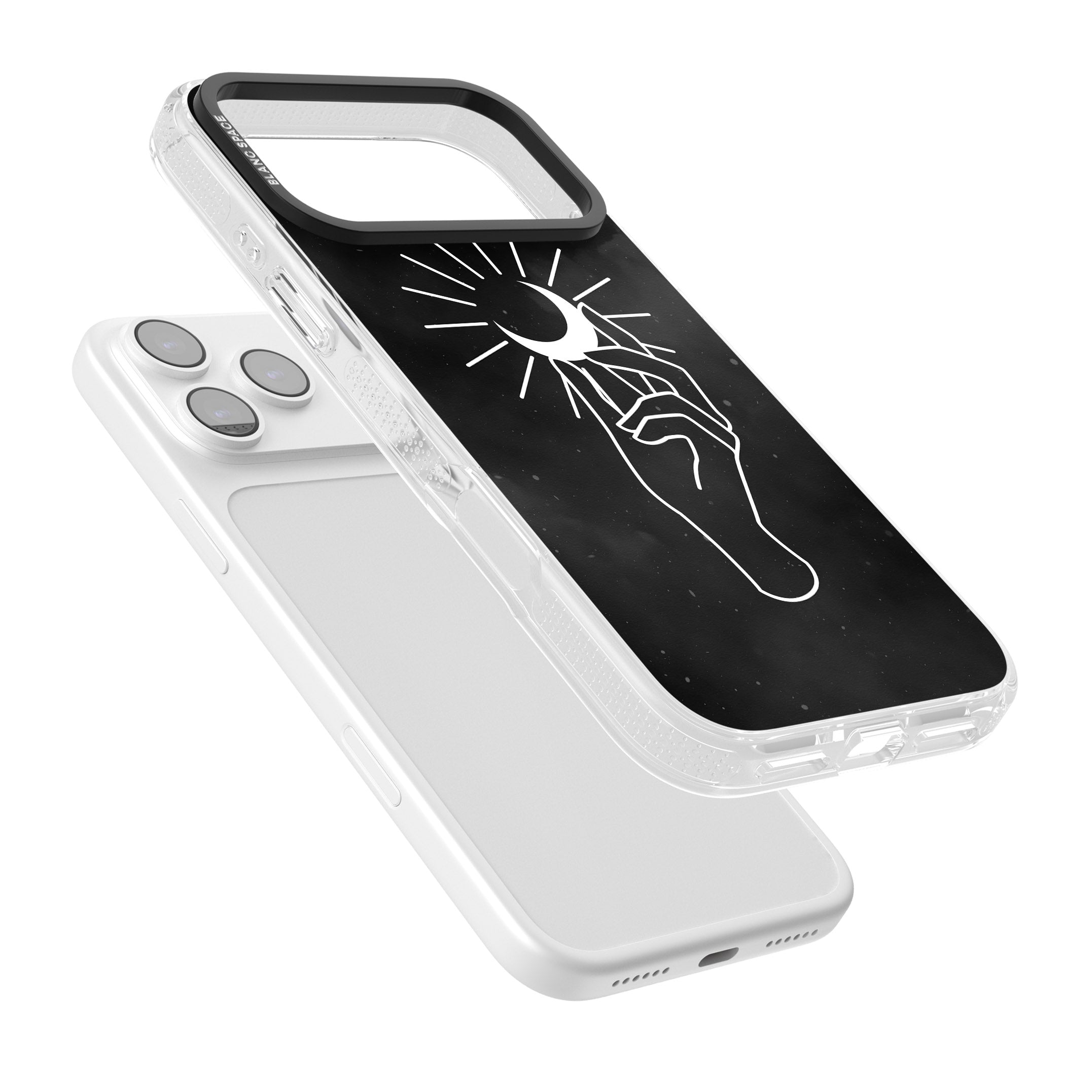 Hand Holding Celestial Moon iPhone 17 Pro Impact Air Clear Phone Case Colours