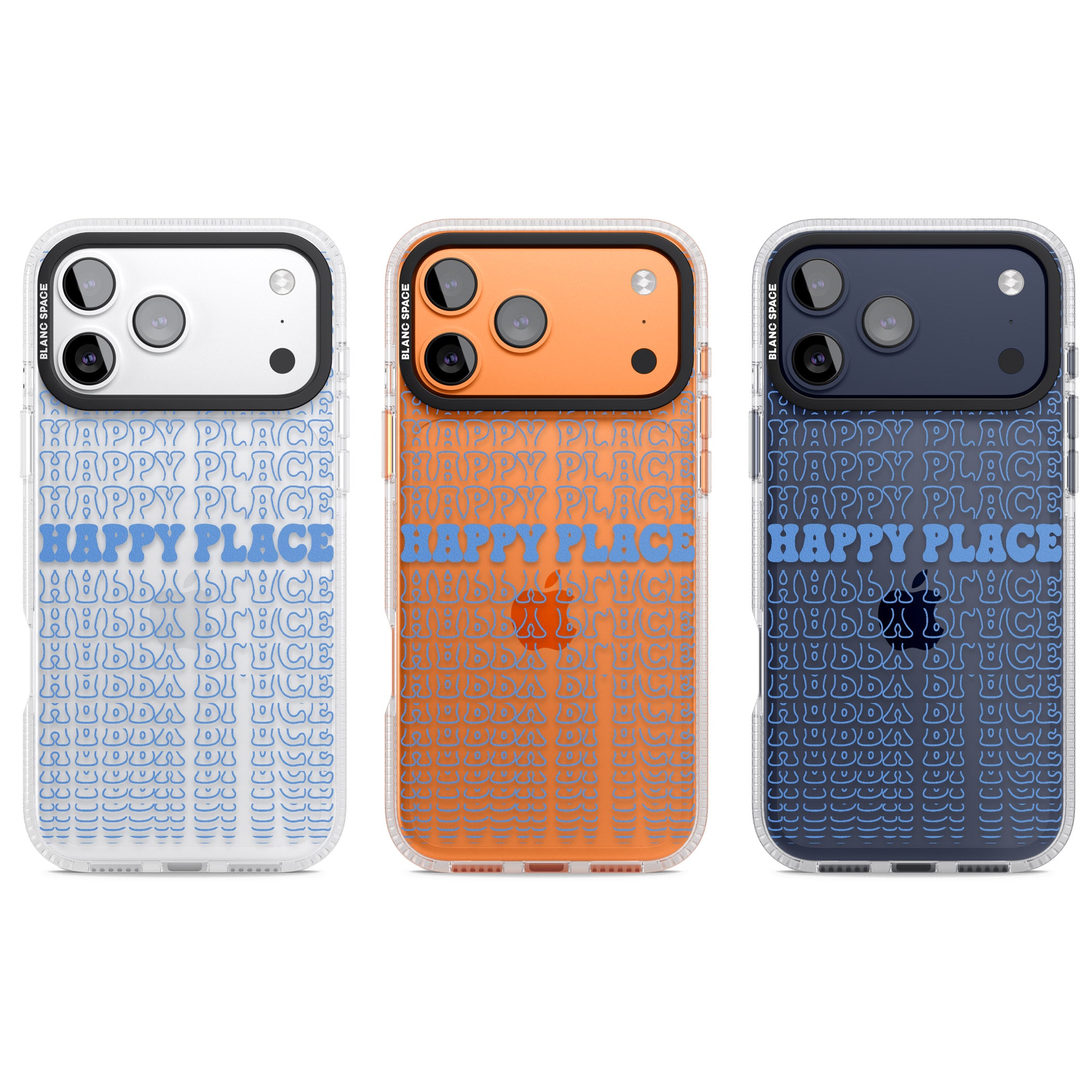 Happy Place (Blue) iPhone 17 Pro Impact Air Clear Phone Case APT Impact Protection