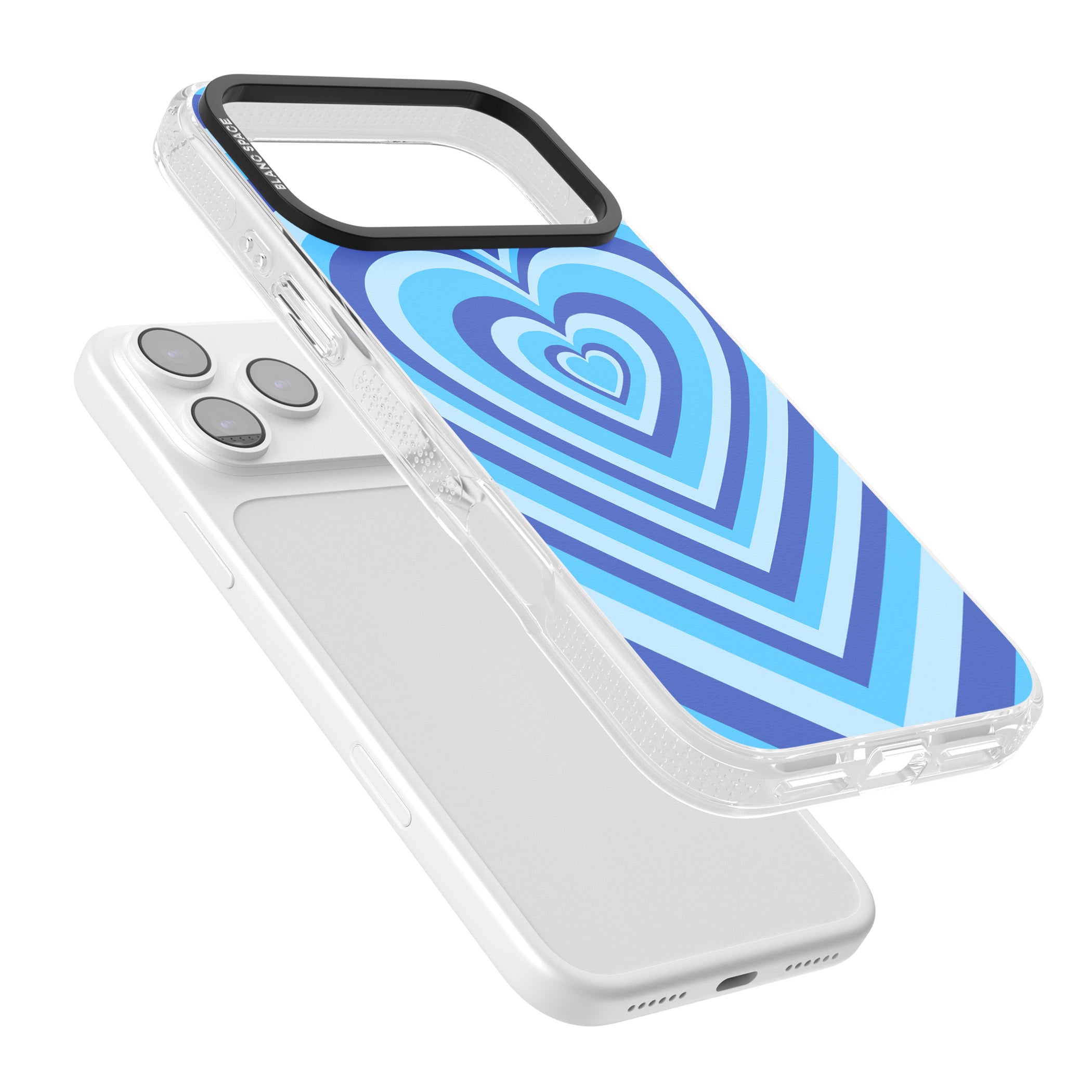 Blue Heart Illusion iPhone 17 Pro Impact Air Clear Phone Case Colours