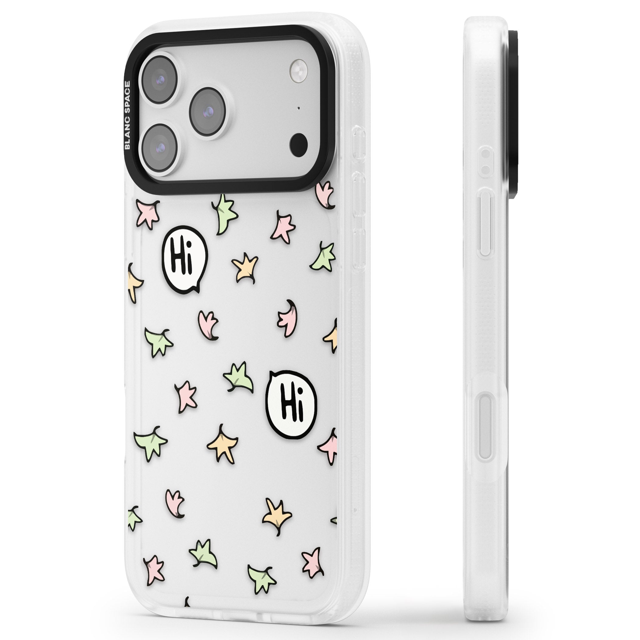 Heartstopper Leaves Pattern iPhone 17 Pro Impact Air Clear Phone Case Side Profile