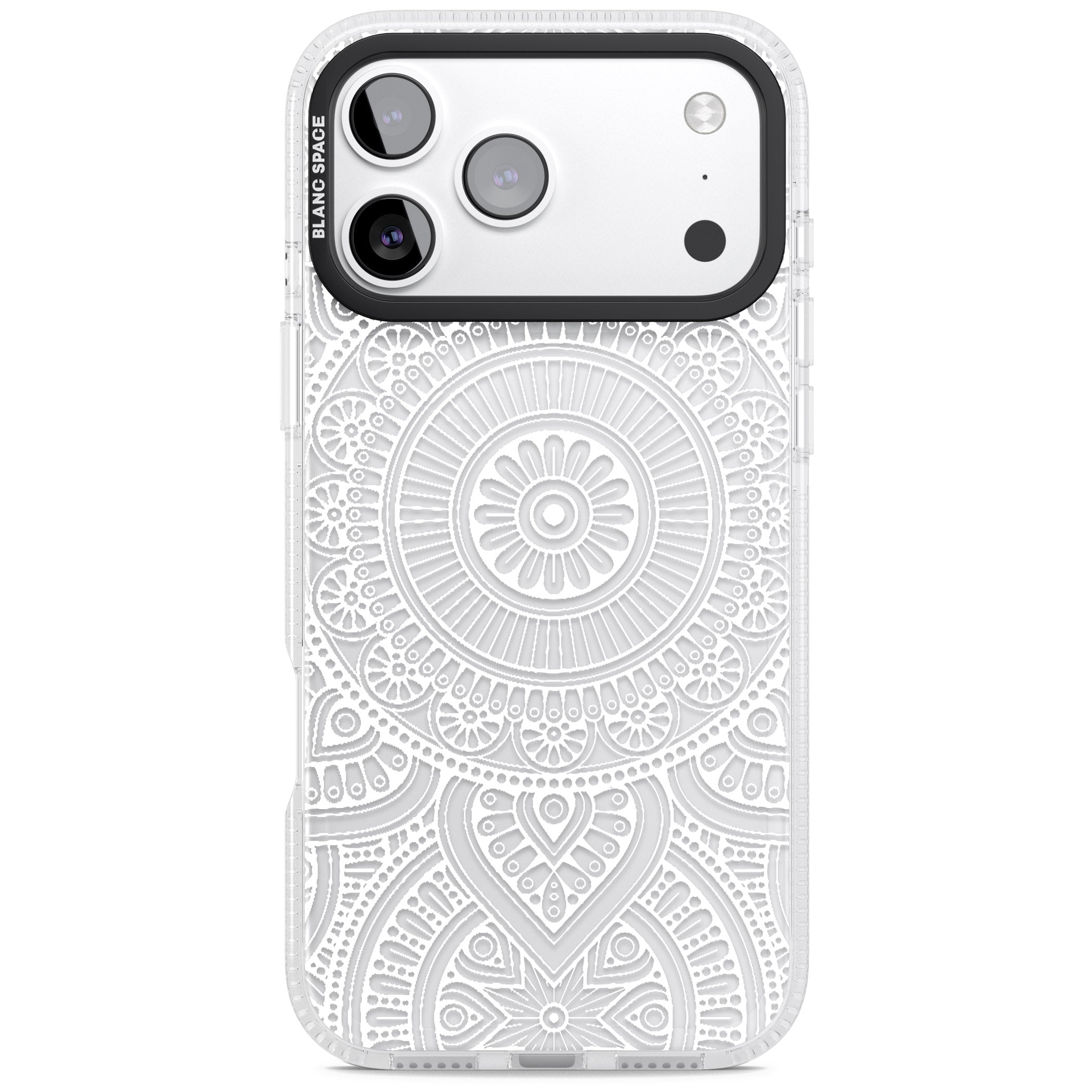 White Henna Flower Wheel iPhone 17 Pro Impact Air Clear Phone Case
