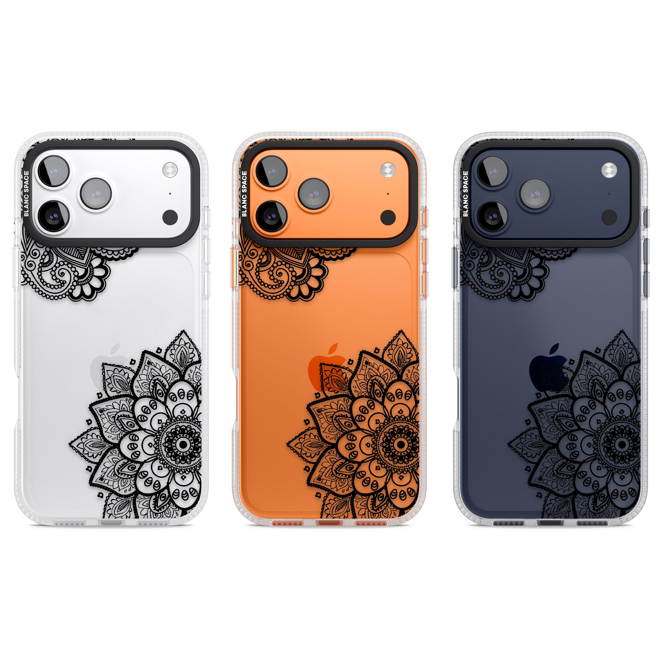 Black Henna Florals iPhone 17 Pro Impact Air Clear Phone Case APT Impact Protection