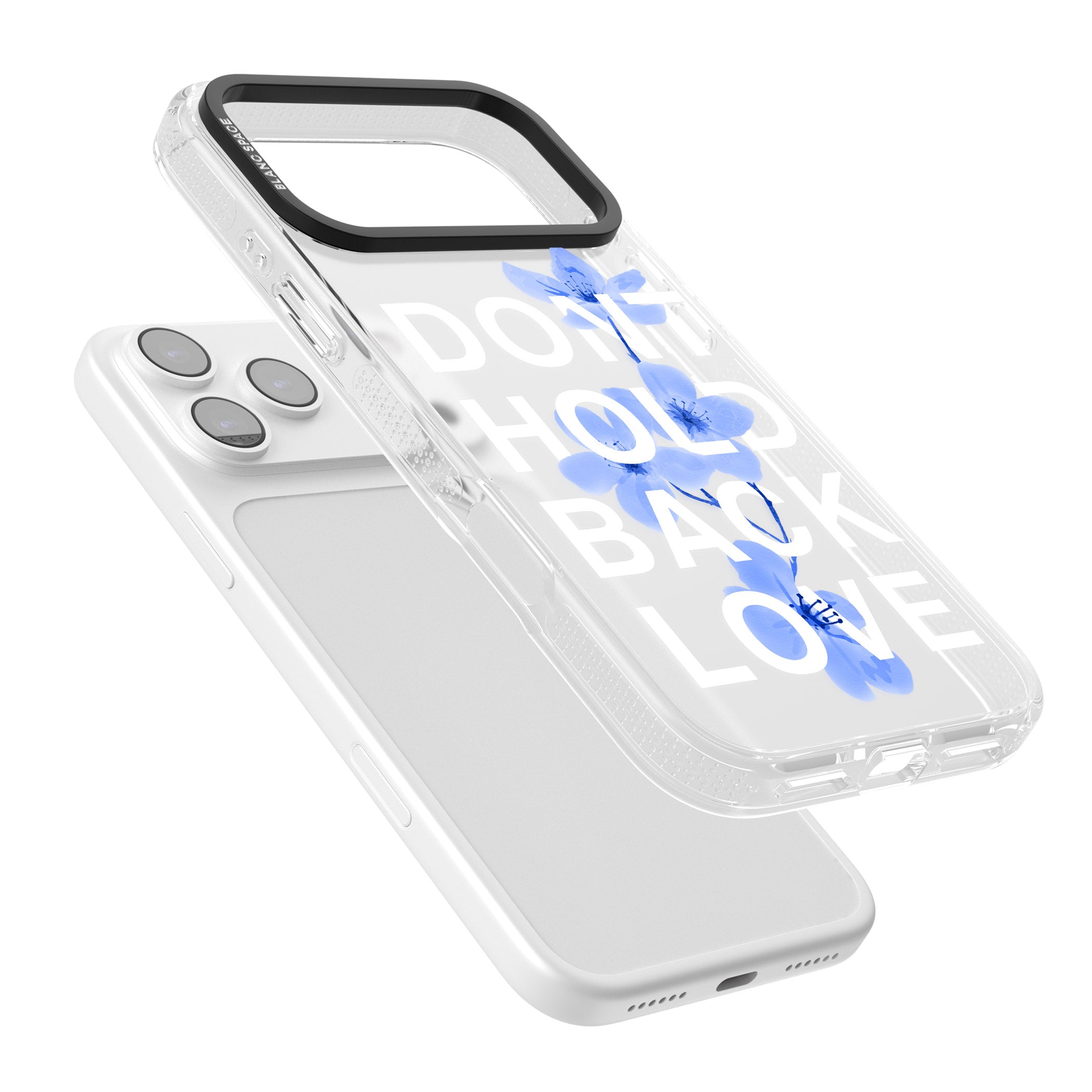 Don'T Hold Back Love Blue & White iPhone 17 Pro Impact Air Clear Phone Case Colours