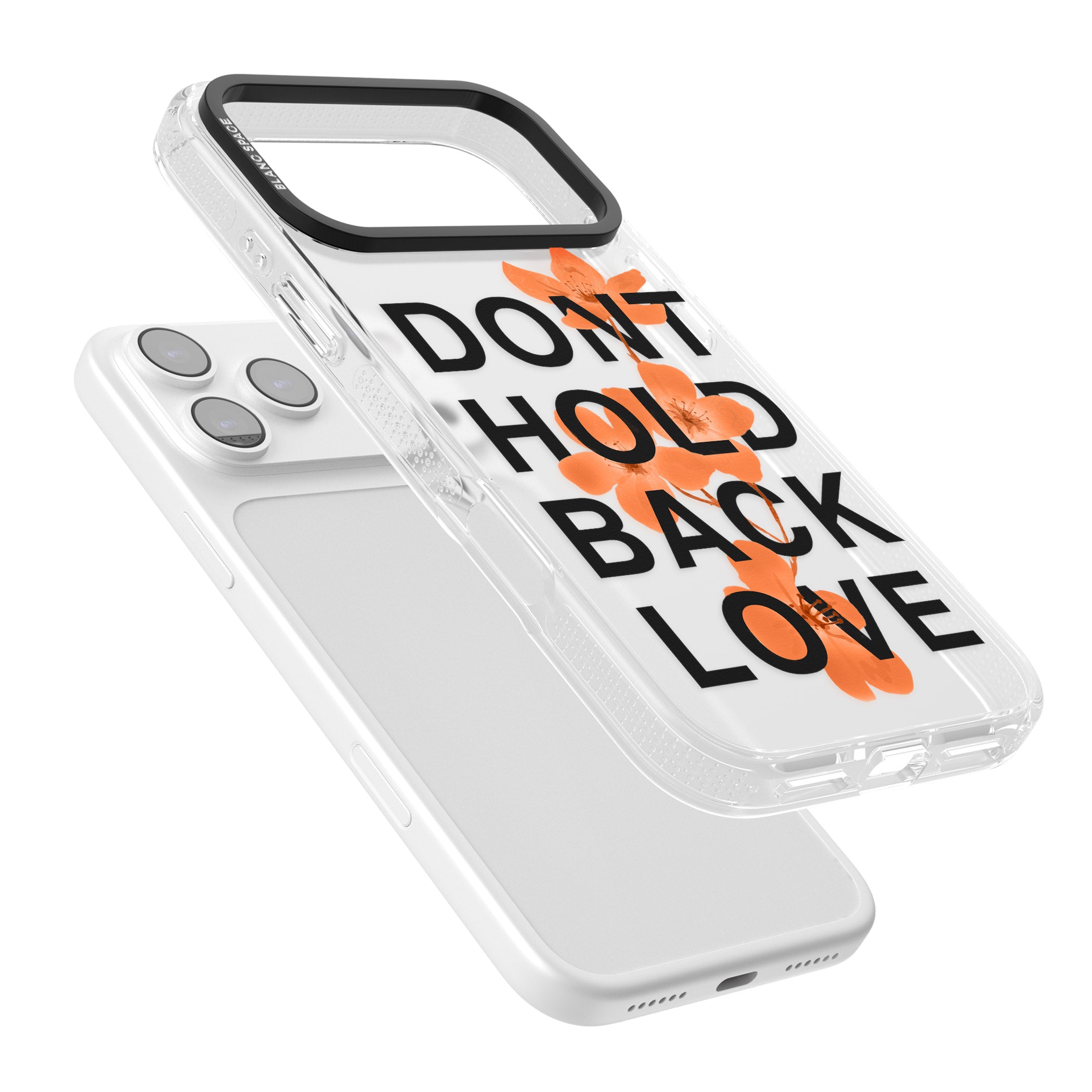 Don'T Hold Back Love Orange & Black iPhone 17 Pro Impact Air Clear Phone Case Colours