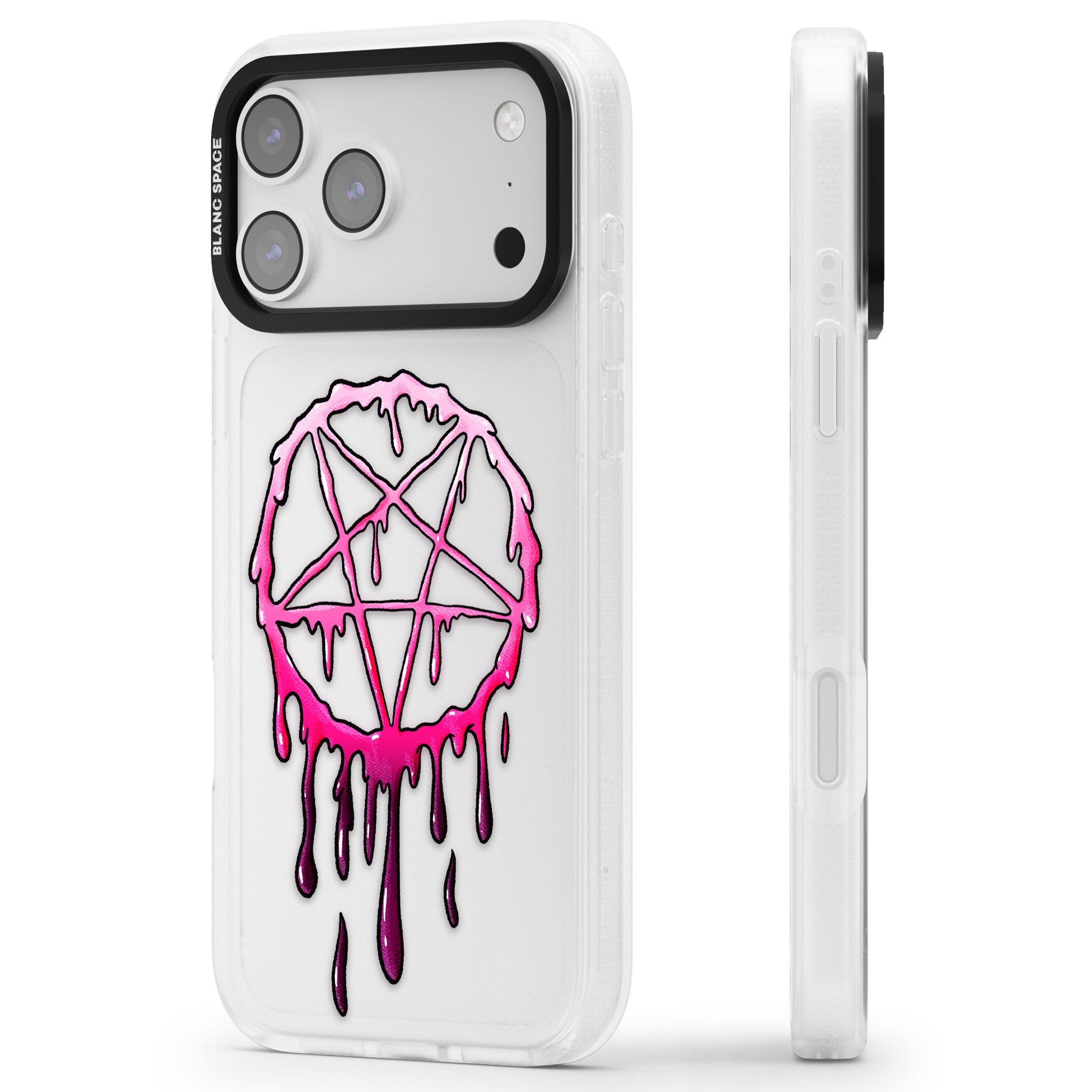 Pentagram Of Blood iPhone 17 Pro Impact Air Clear Phone Case Side Profile