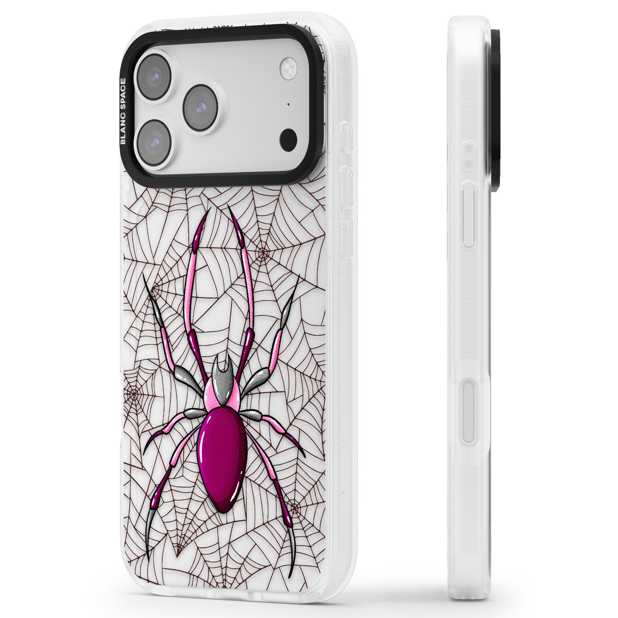 Arachnophobia iPhone 17 Pro Impact Air Clear Phone Case Side Profile