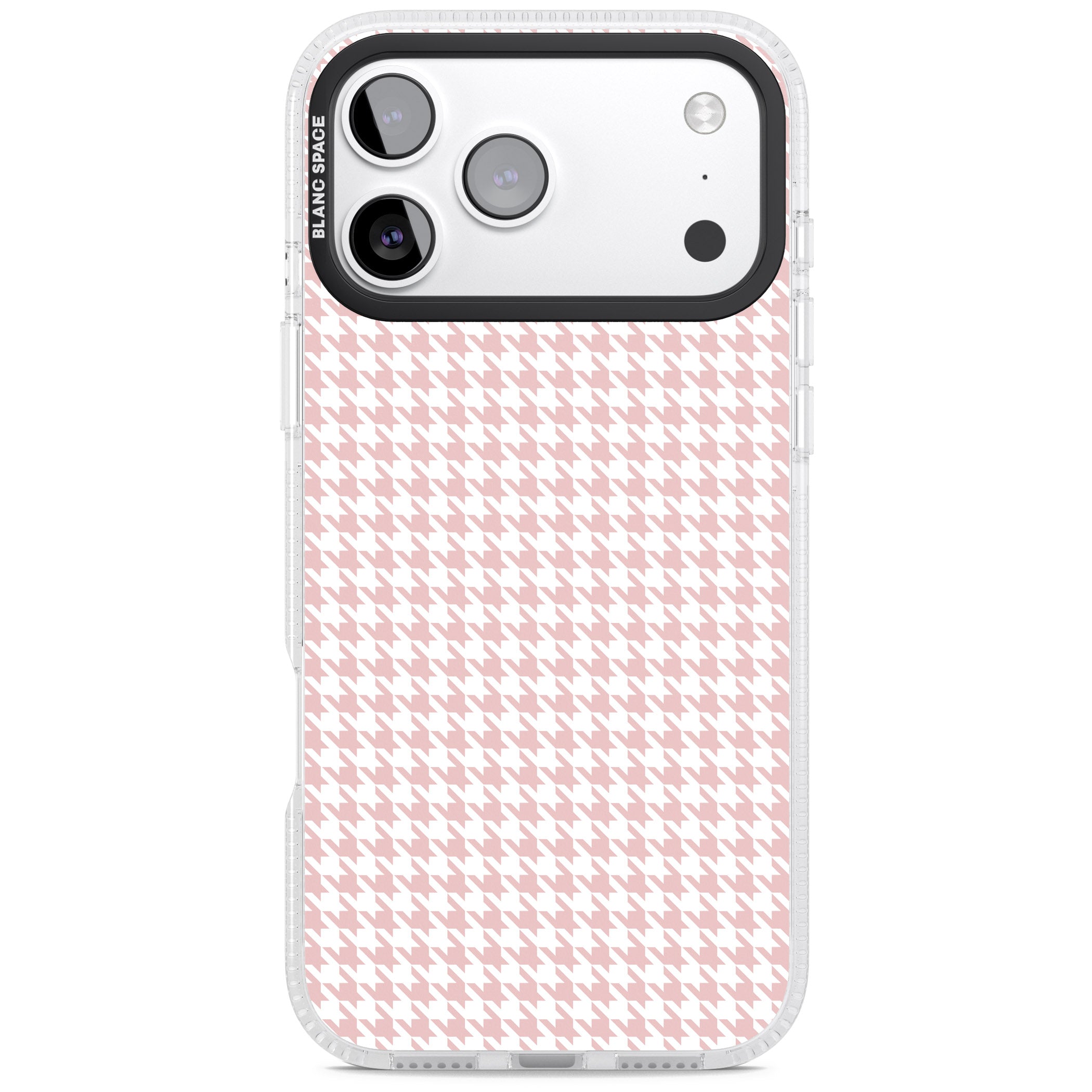 Pink Houndstooth Pattern iPhone 17 Pro Impact Air Clear Phone Case