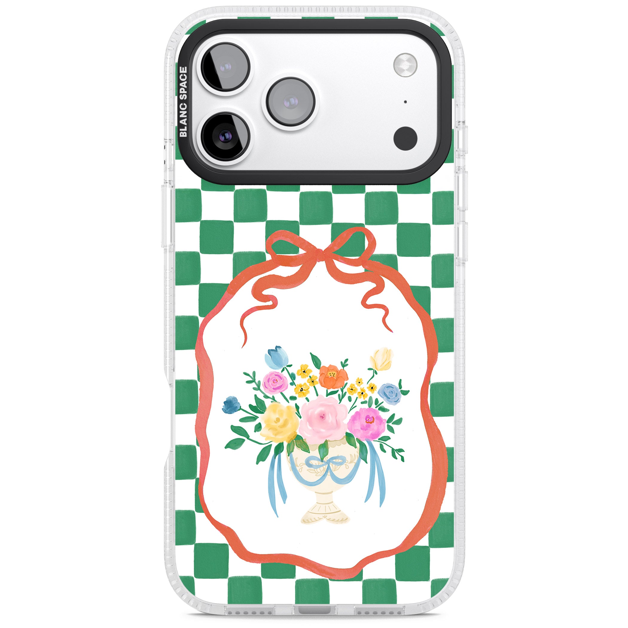 Green Checked Bouquet iPhone 17 Pro Impact Air Clear Phone Case