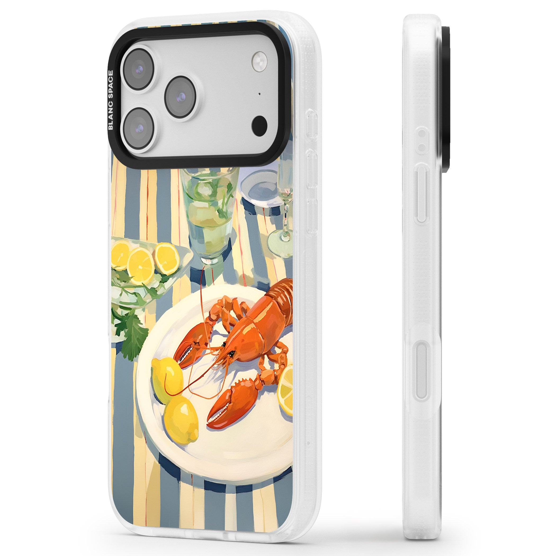 Lobster & Lemons iPhone 17 Pro Impact Air Clear Phone Case Side Profile