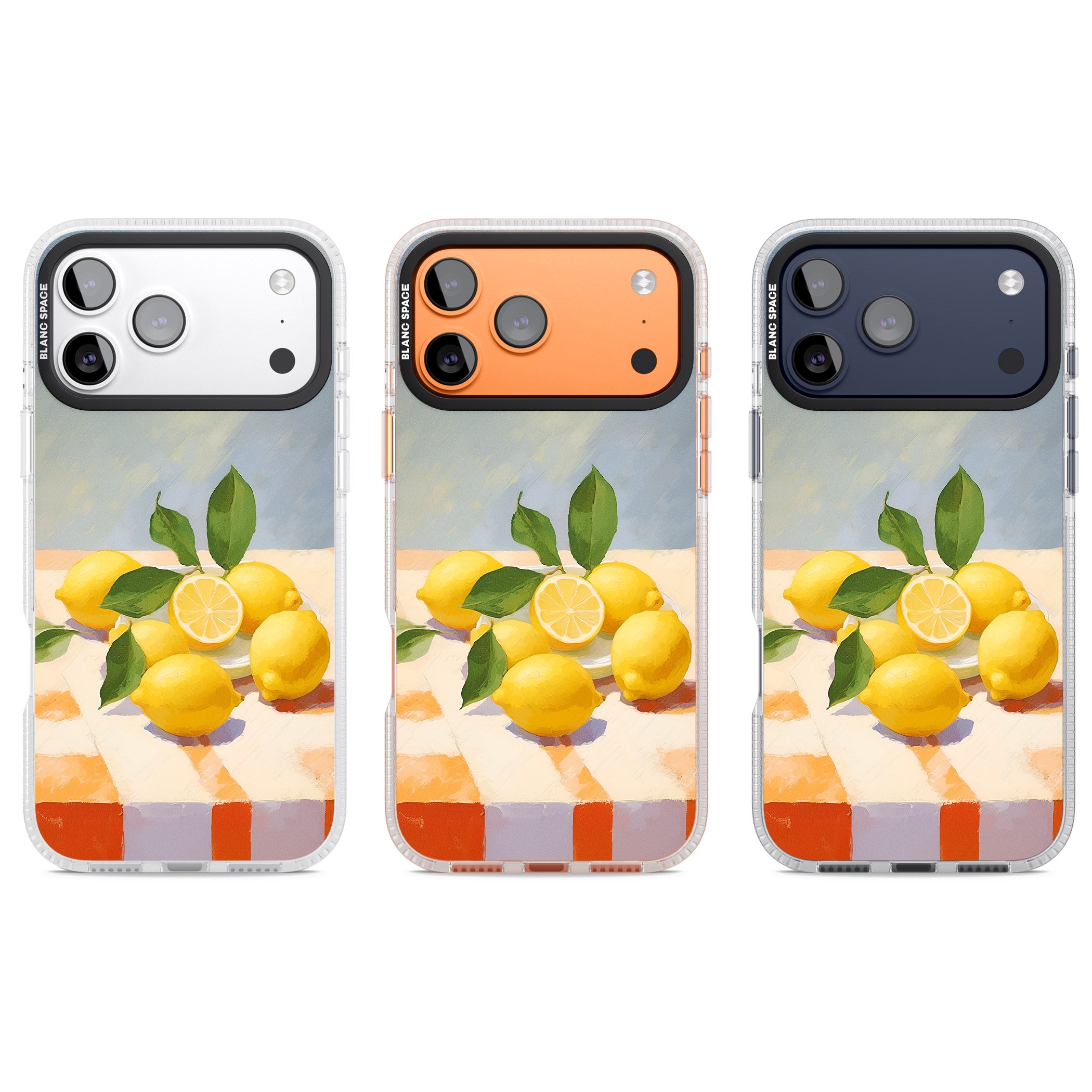 Lemons on Checkered Cloth iPhone 17 Pro Impact Air Clear Phone Case APT Impact Protection