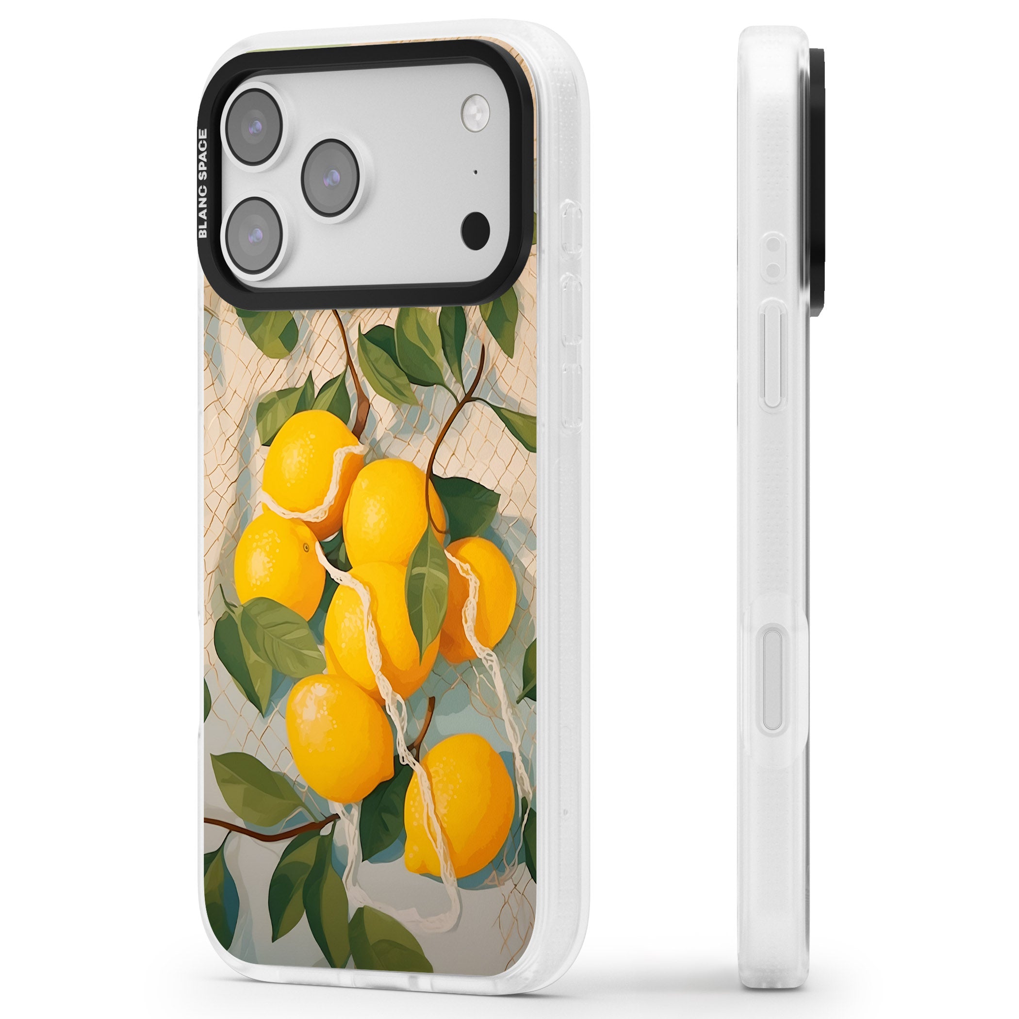 Lemon Vines iPhone 17 Pro Impact Air Clear Phone Case Side Profile