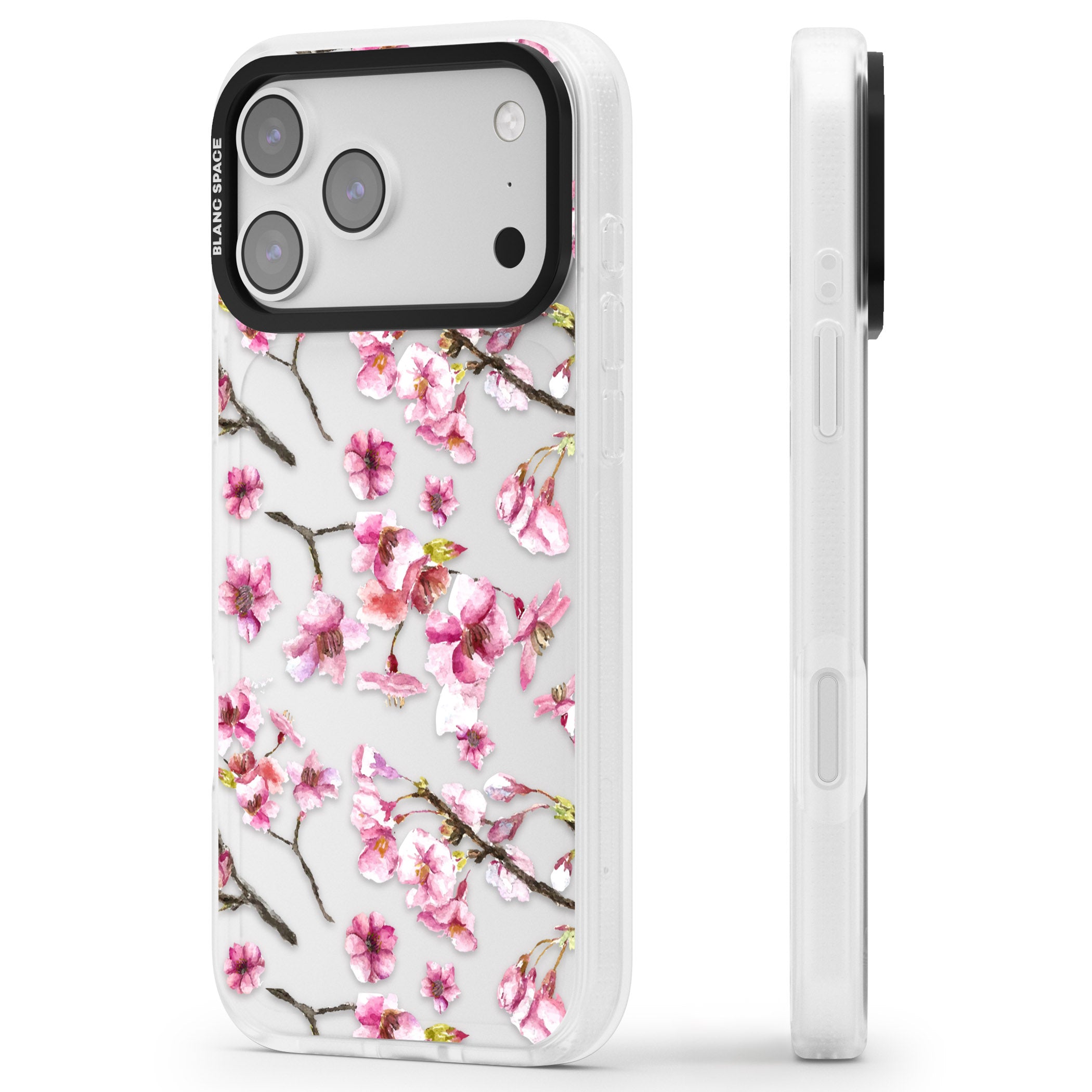 Sakura Bloom iPhone 17 Pro Impact Air Clear Phone Case Side Profile