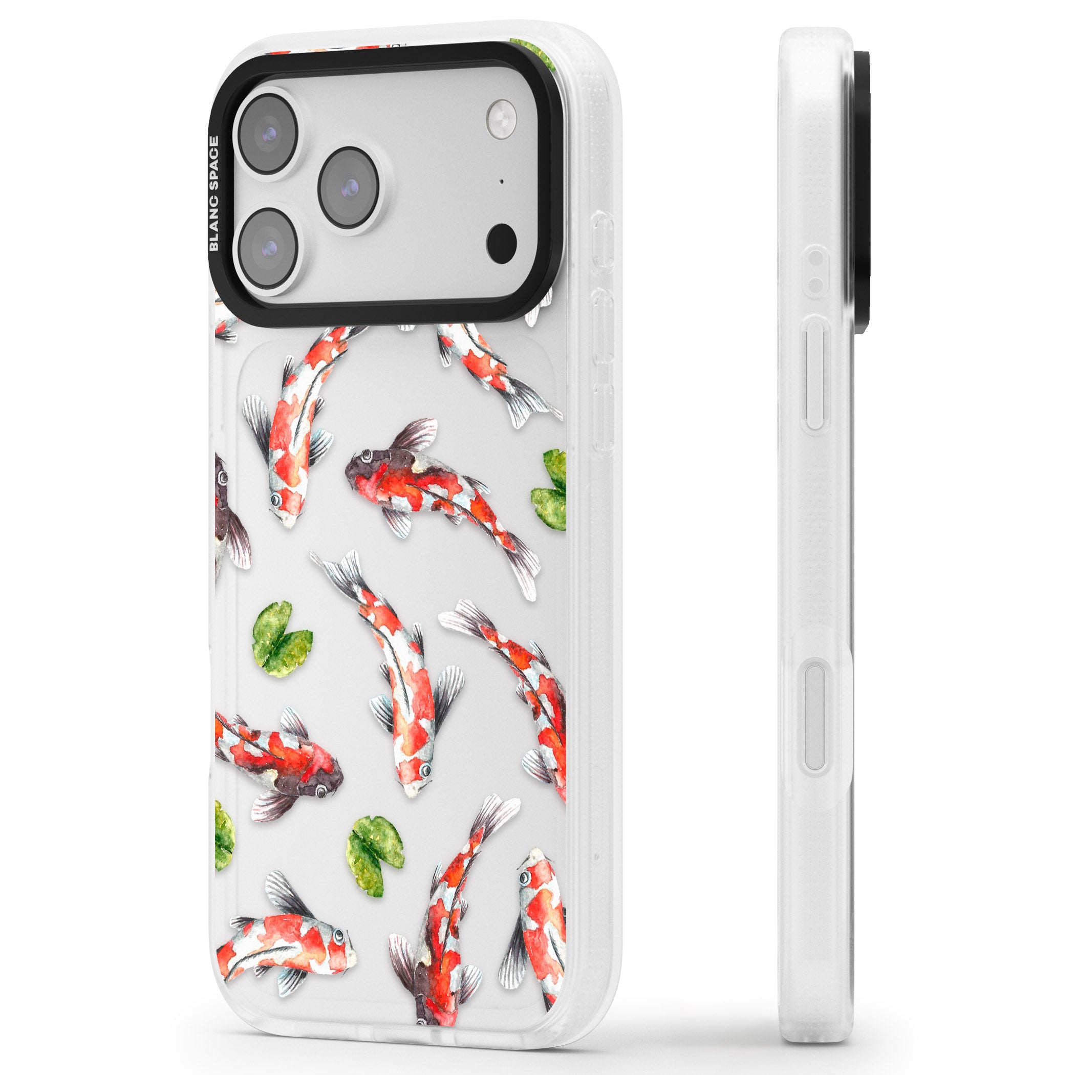 Koi Fish Watercolour iPhone 17 Pro Impact Air Clear Phone Case Side Profile