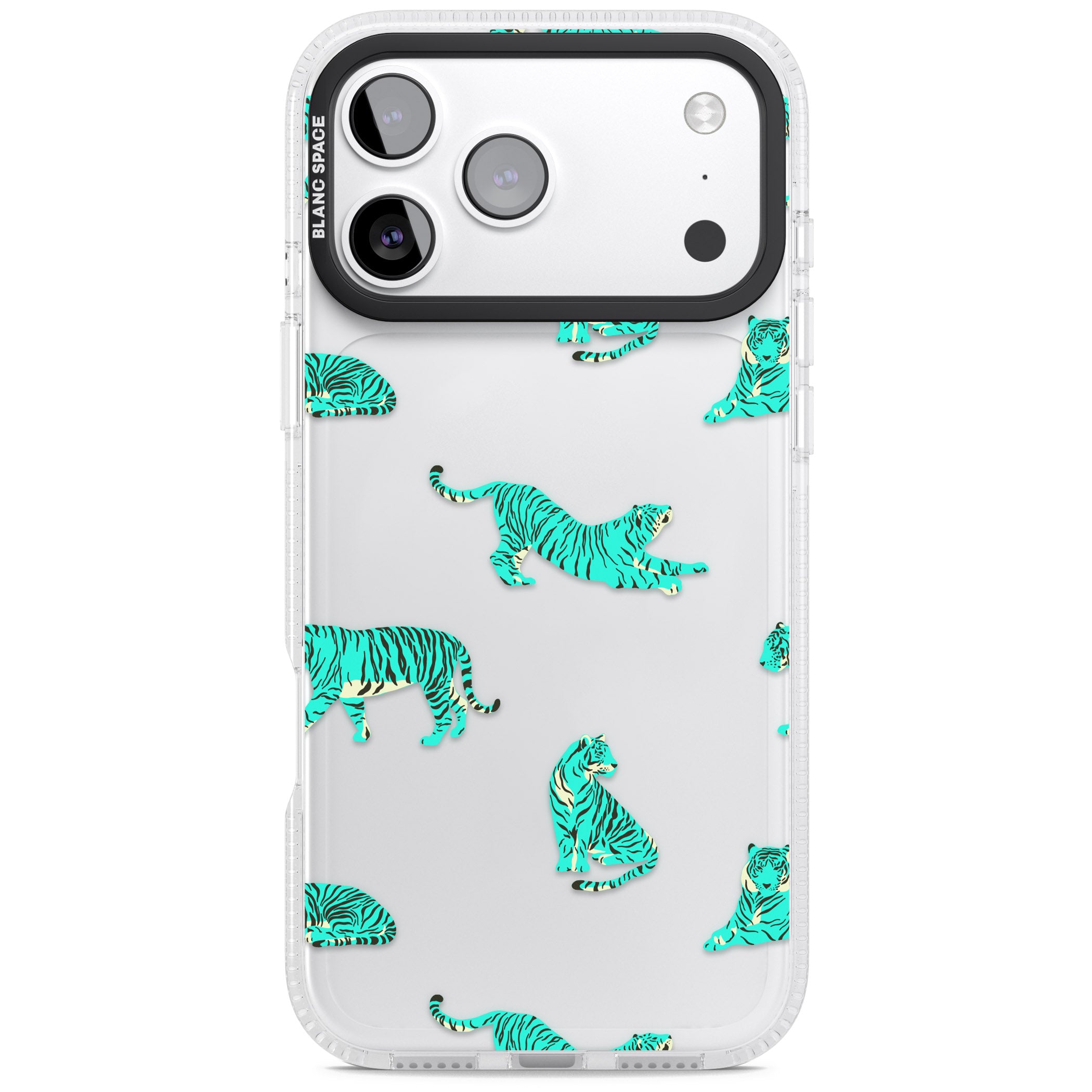 Turquoise Tiger iPhone 17 Pro Impact Air Clear Phone Case