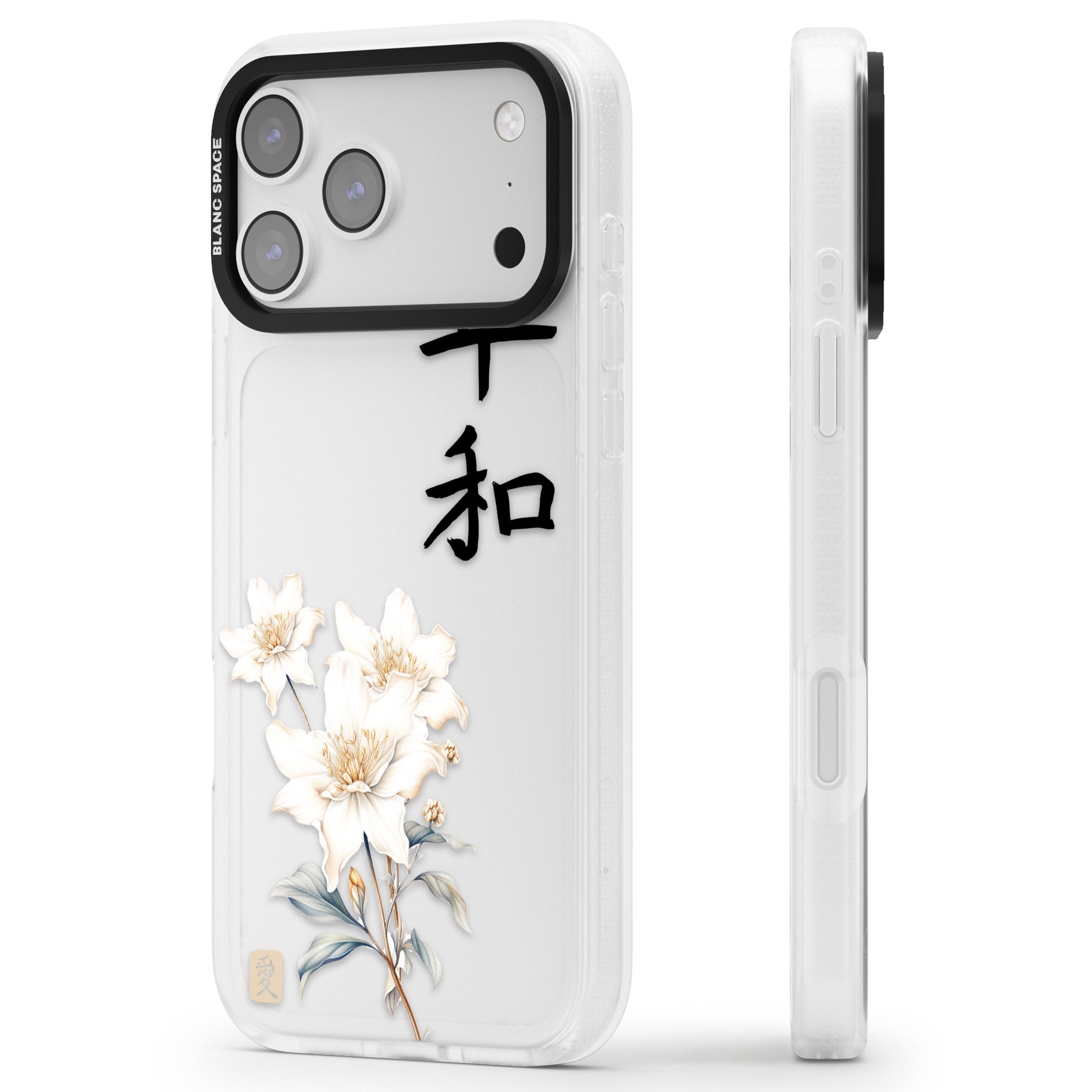 Peace And Flowers iPhone 17 Pro Impact Air Clear Phone Case Side Profile
