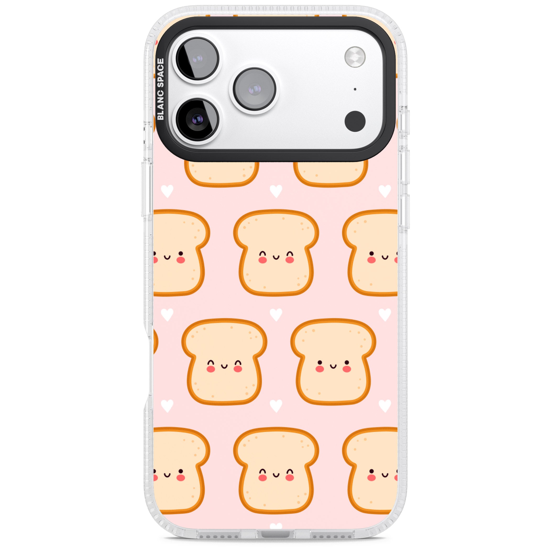 Bread Faces Kawaii Pattern iPhone 17 Pro Impact Air Clear Phone Case