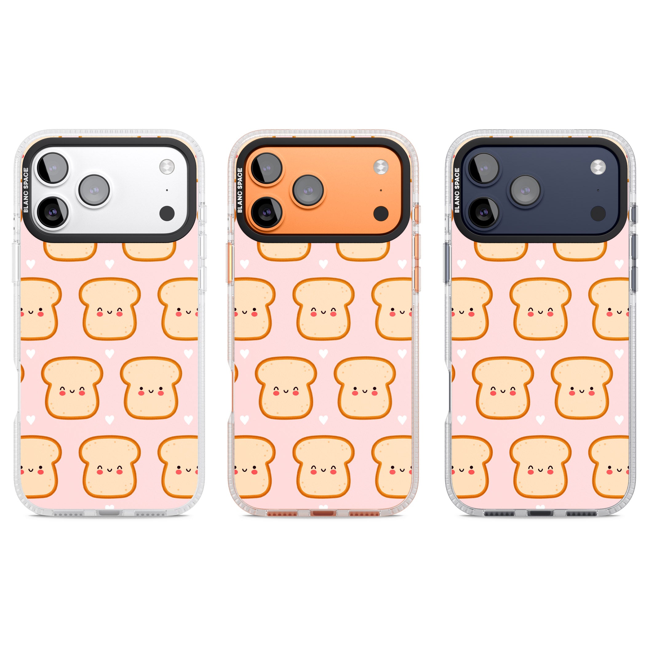 Bread Faces Kawaii Pattern iPhone 17 Pro Impact Air Clear Phone Case APT Impact Protection