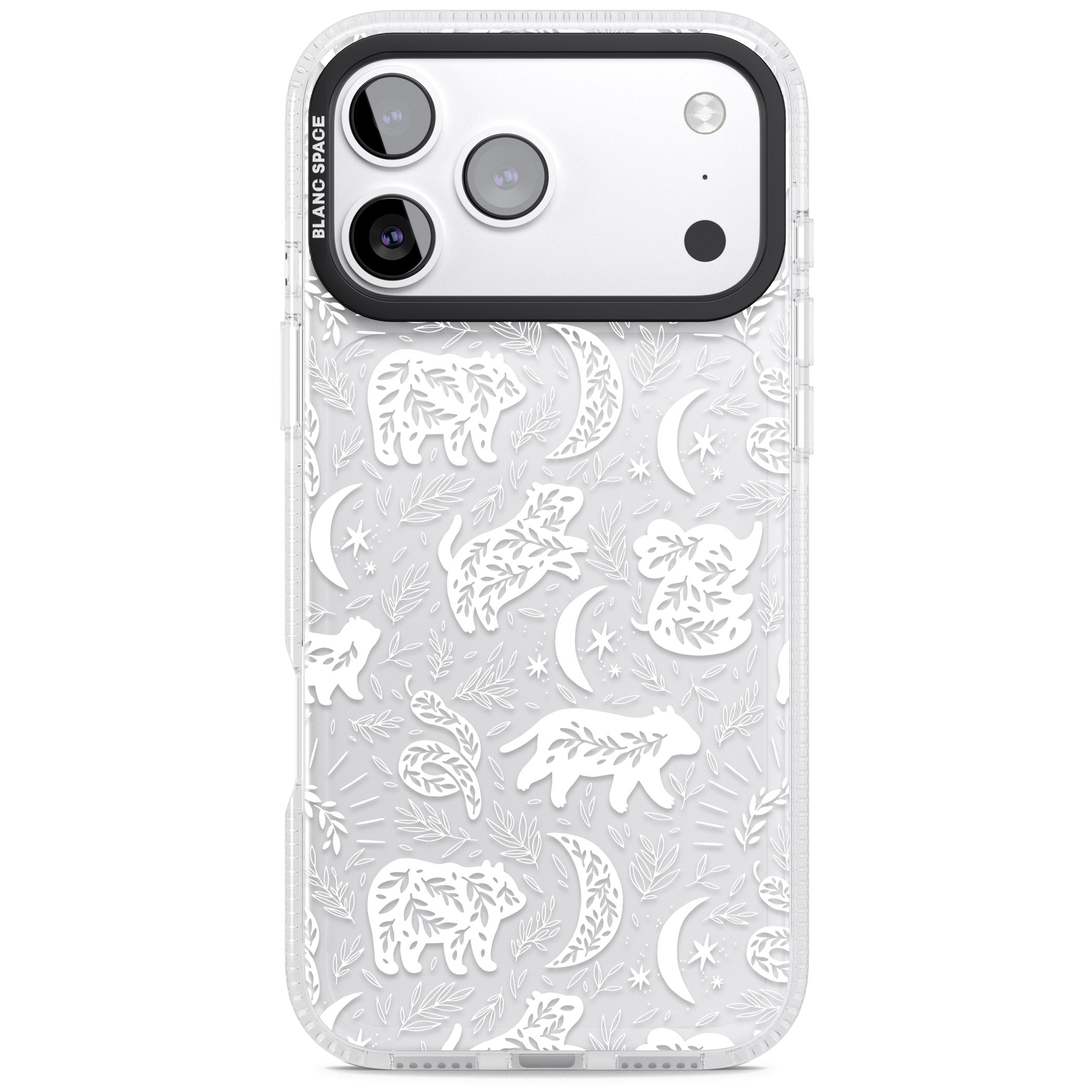 Forest Animal Silhouettes: White/Clear iPhone 17 Pro Impact Air Clear Phone Case