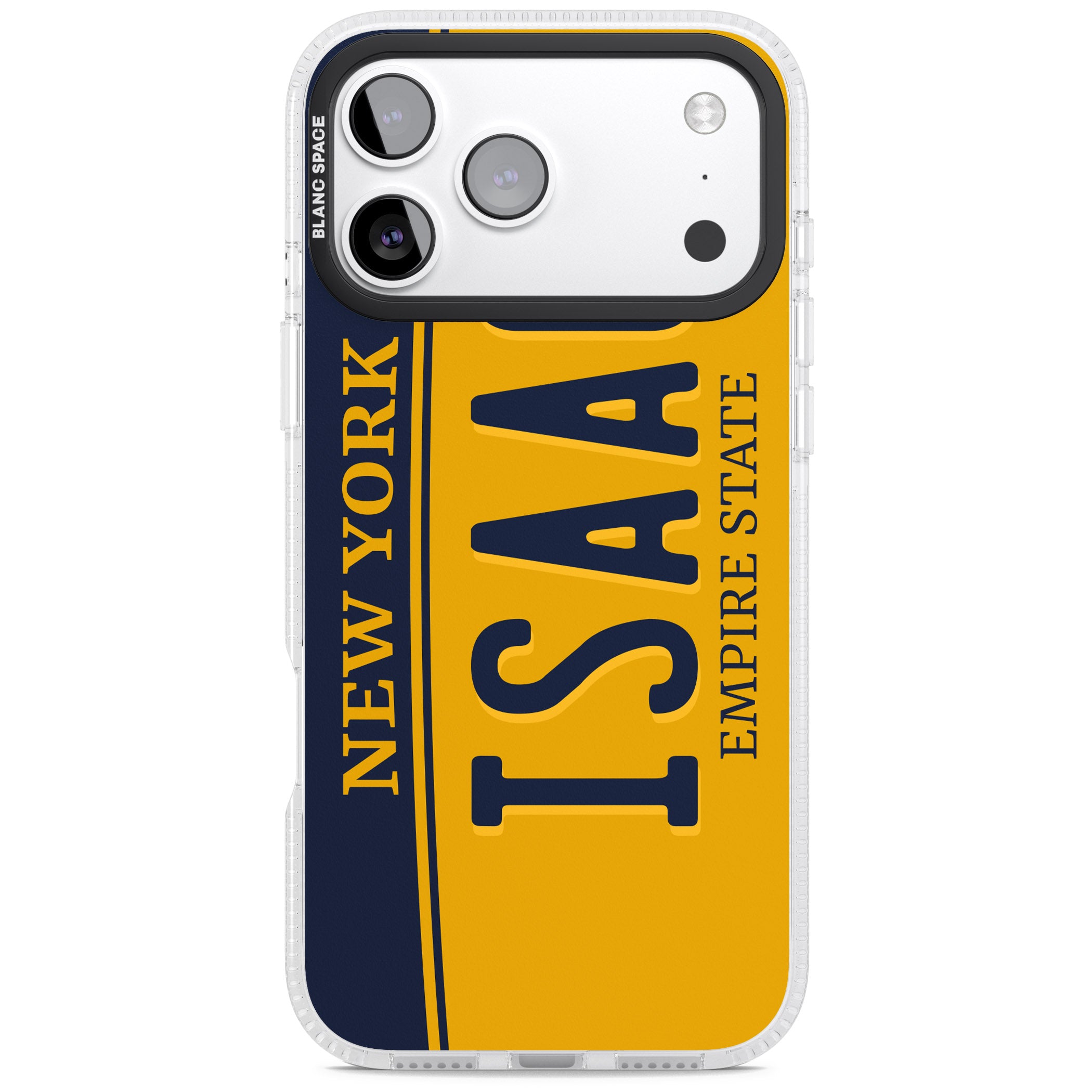 Personalised New York License Plate iPhone 17 Pro Impact Air Clear Phone Case