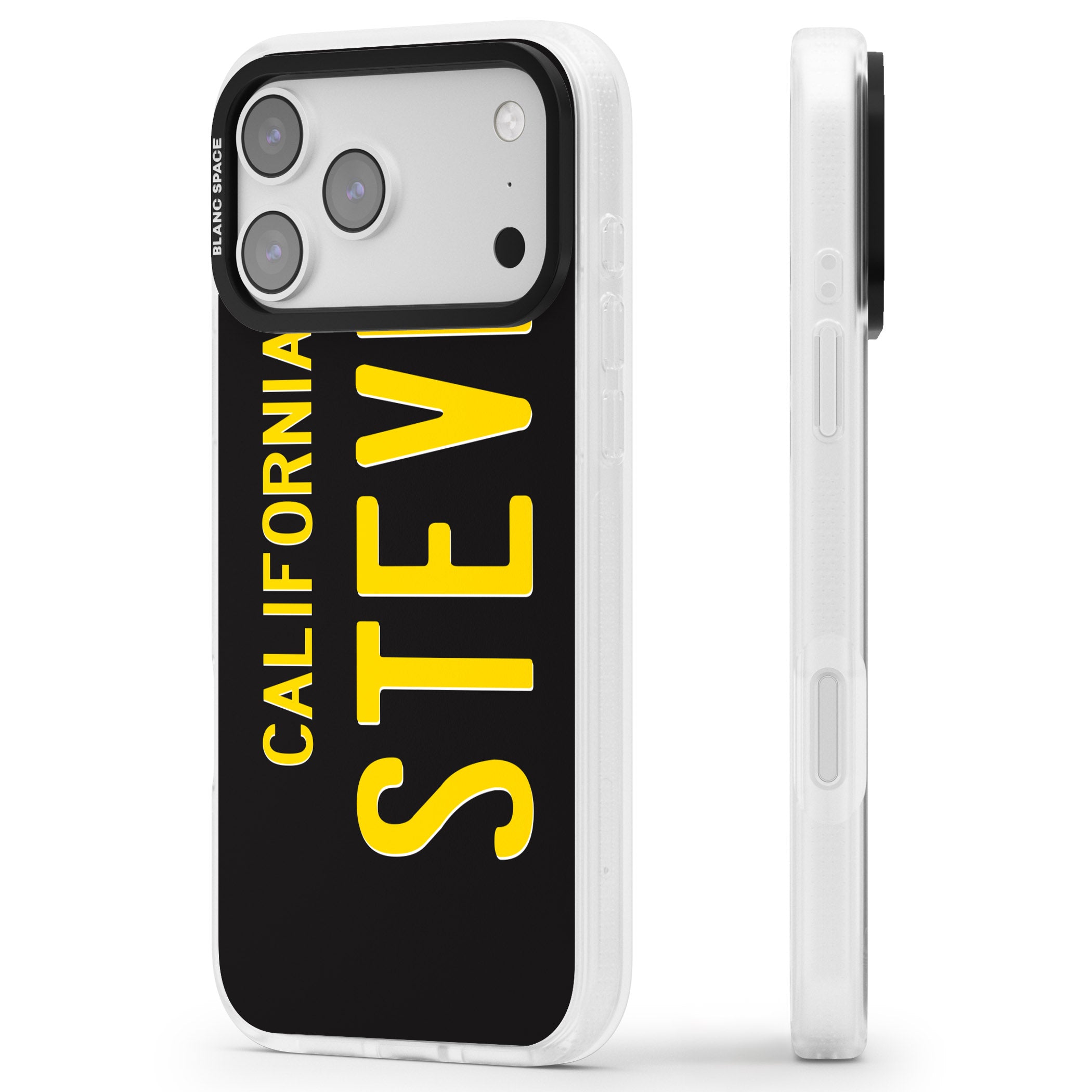 Personalised Vintage California License Plate iPhone 17 Pro Impact Air Clear Phone Case Side Profile