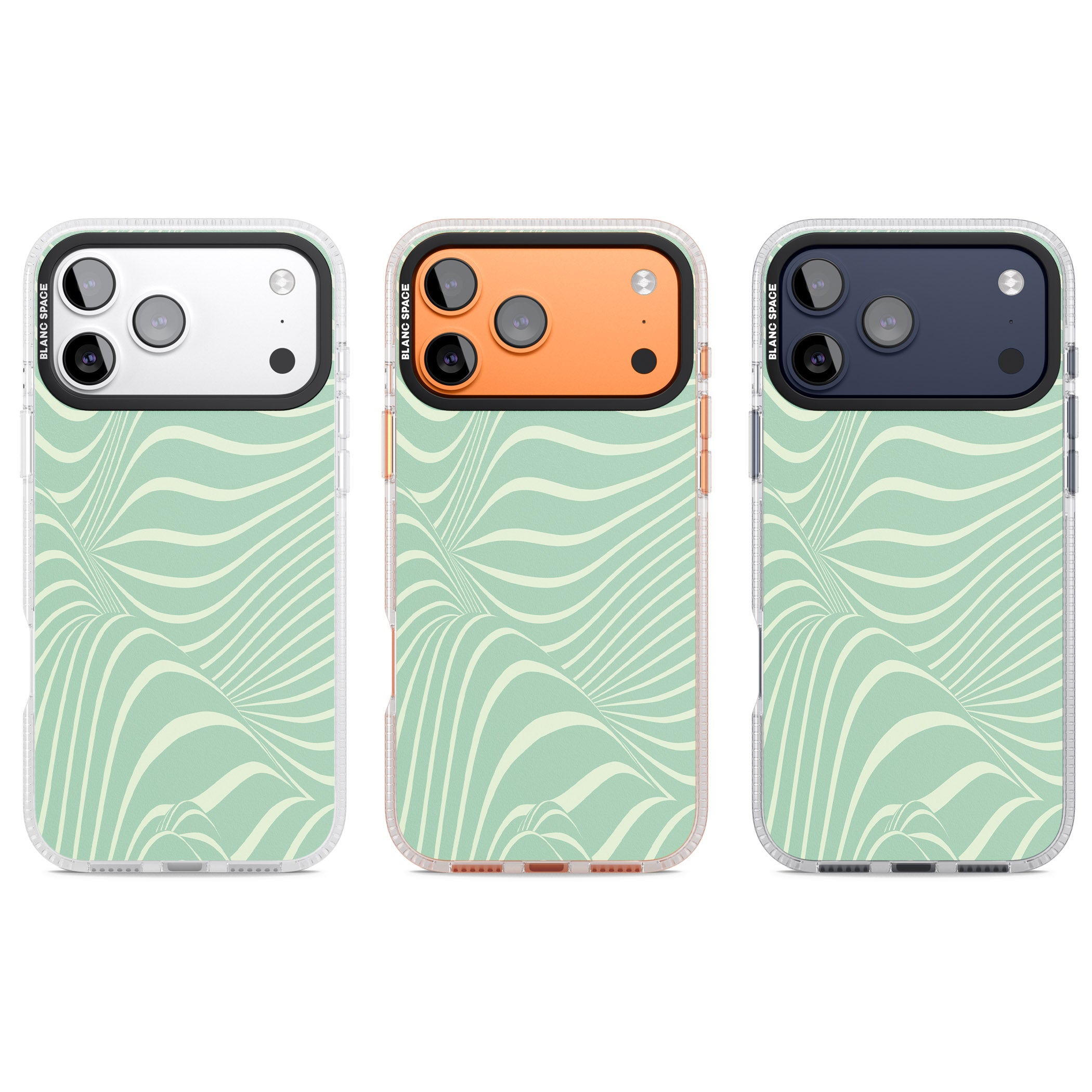Mint Green Distorted Line iPhone 17 Pro Impact Air Clear Phone Case APT Impact Protection