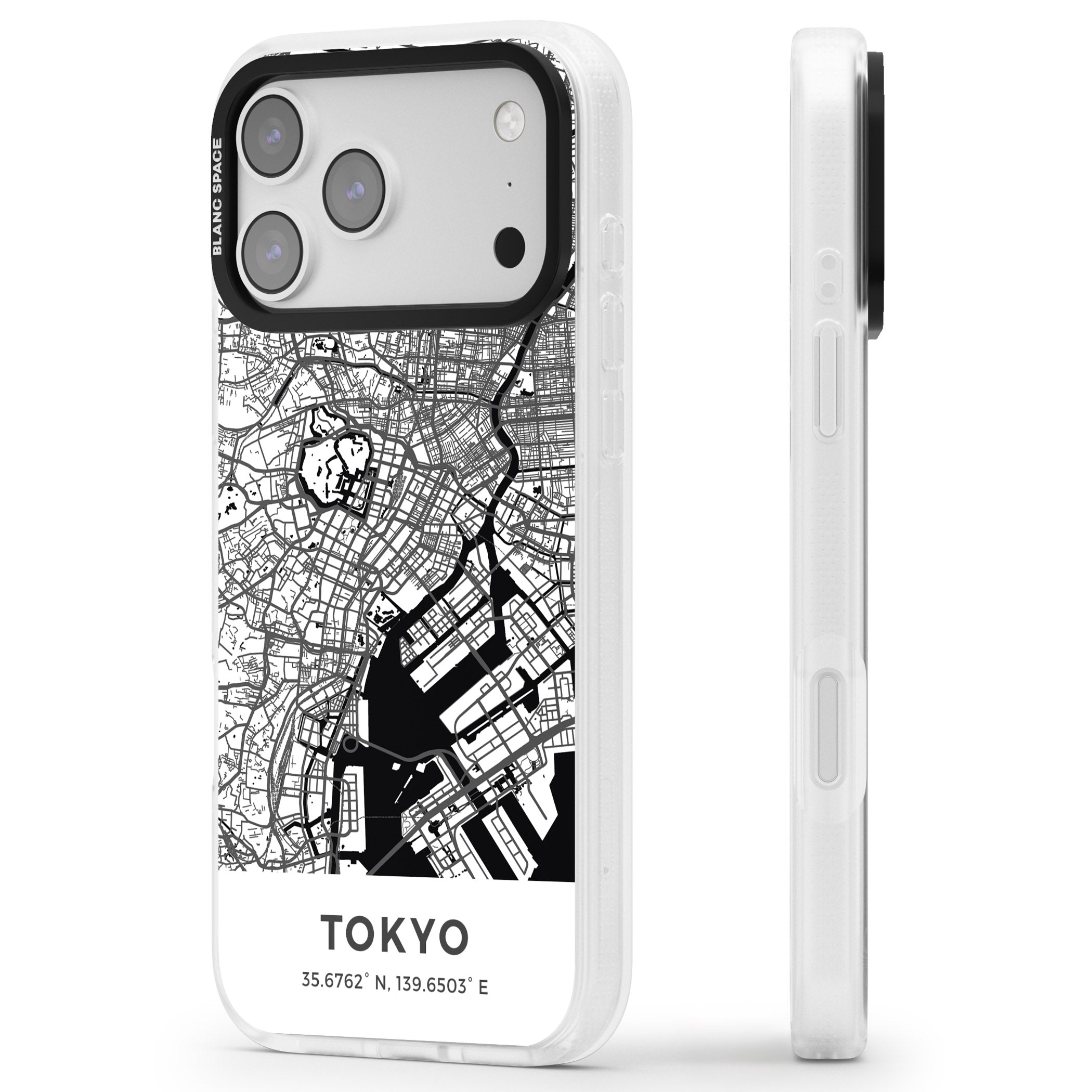 Tokyo Map iPhone 17 Pro Impact Air Clear Phone Case Side Profile