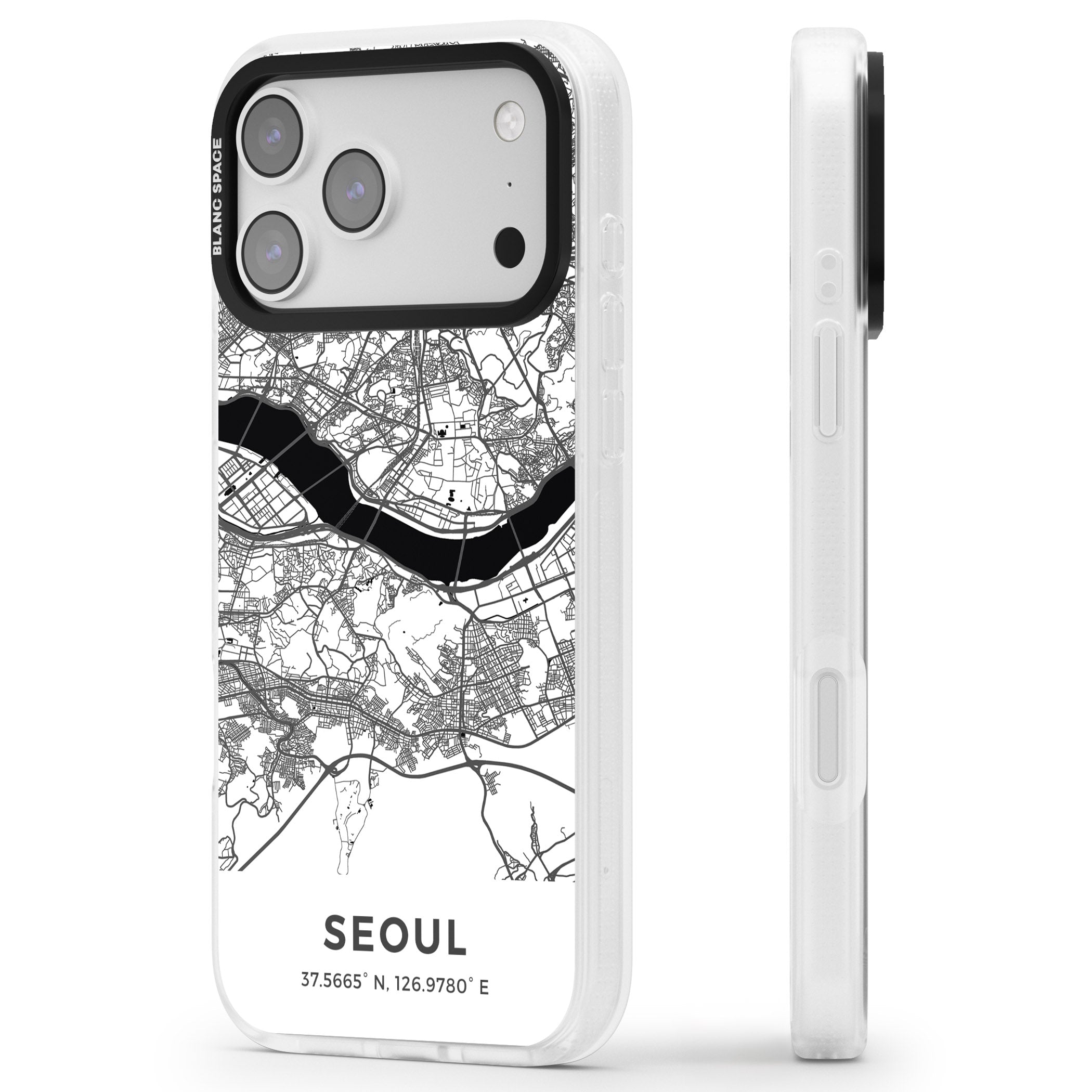 Seoul City Map iPhone 17 Pro Impact Air Clear Phone Case Side Profile