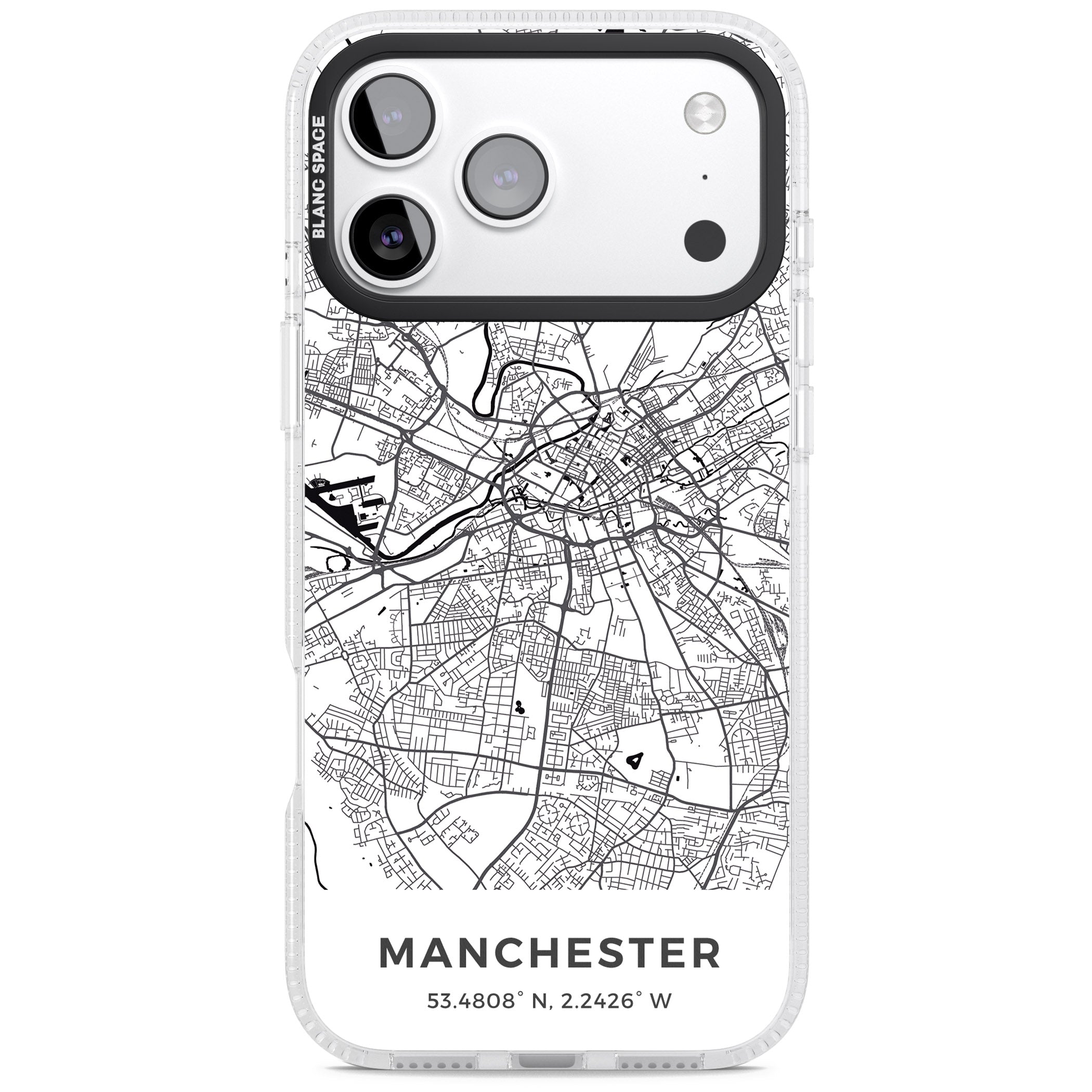 Manchester Map iPhone 17 Pro Impact Air Clear Phone Case
