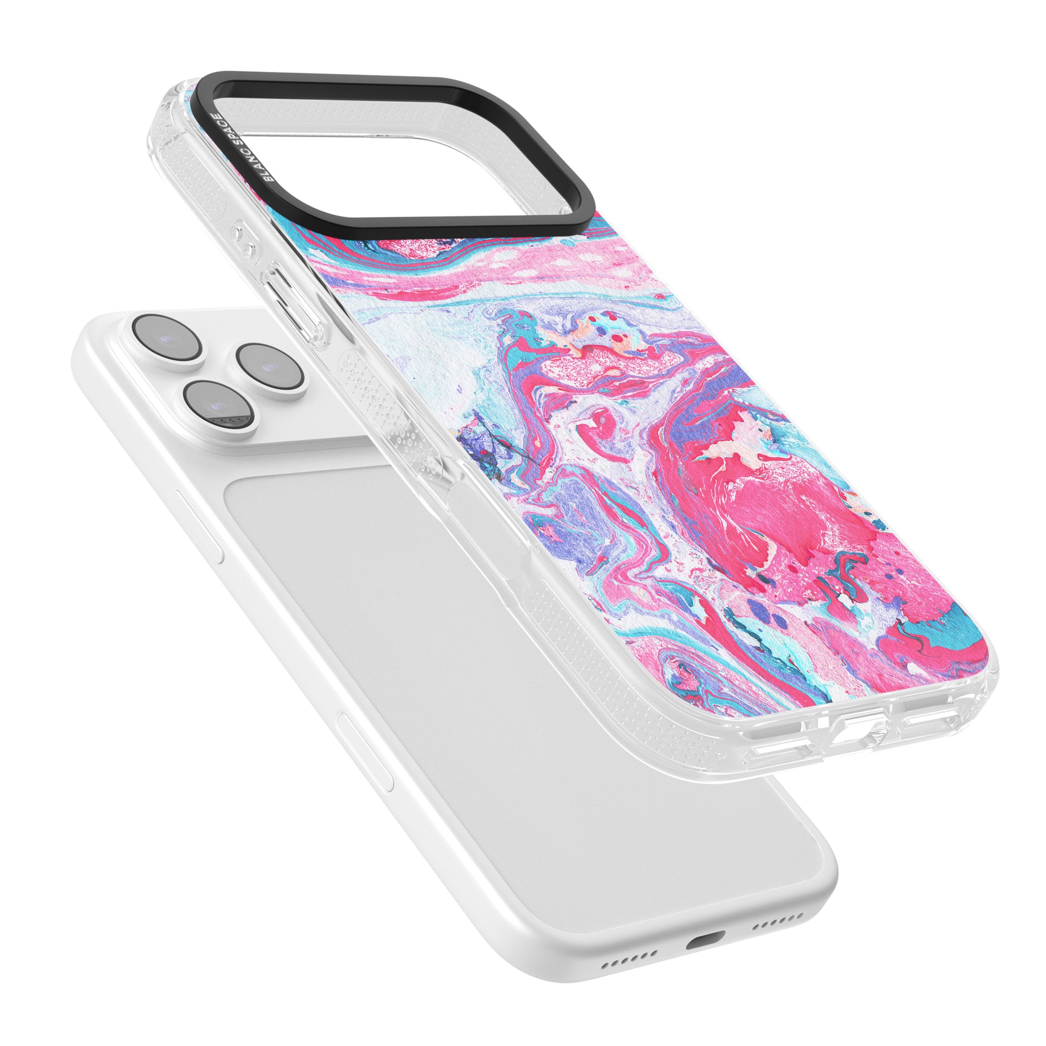 Pink, Blue & Purple Marbled Paper Pattern iPhone 17 Pro Impact Air Clear Phone Case Colours