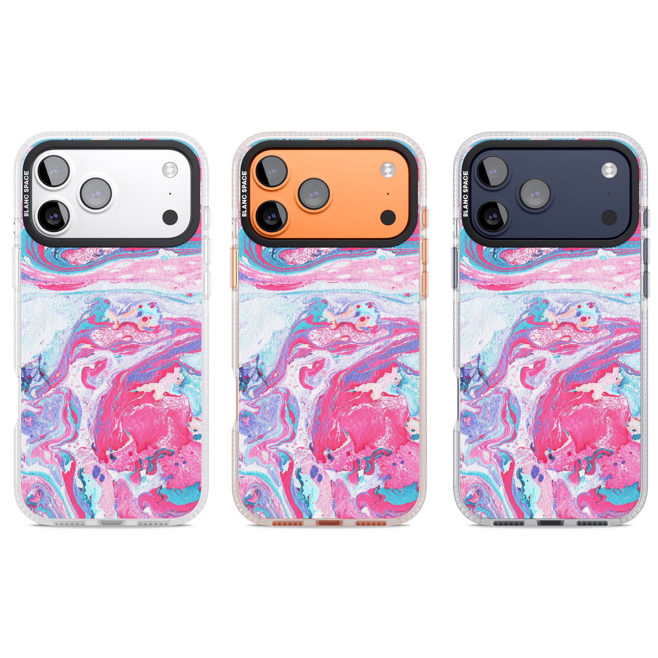 Pink, Blue & Purple Marbled Paper Pattern iPhone 17 Pro Impact Air Clear Phone Case APT Impact Protection