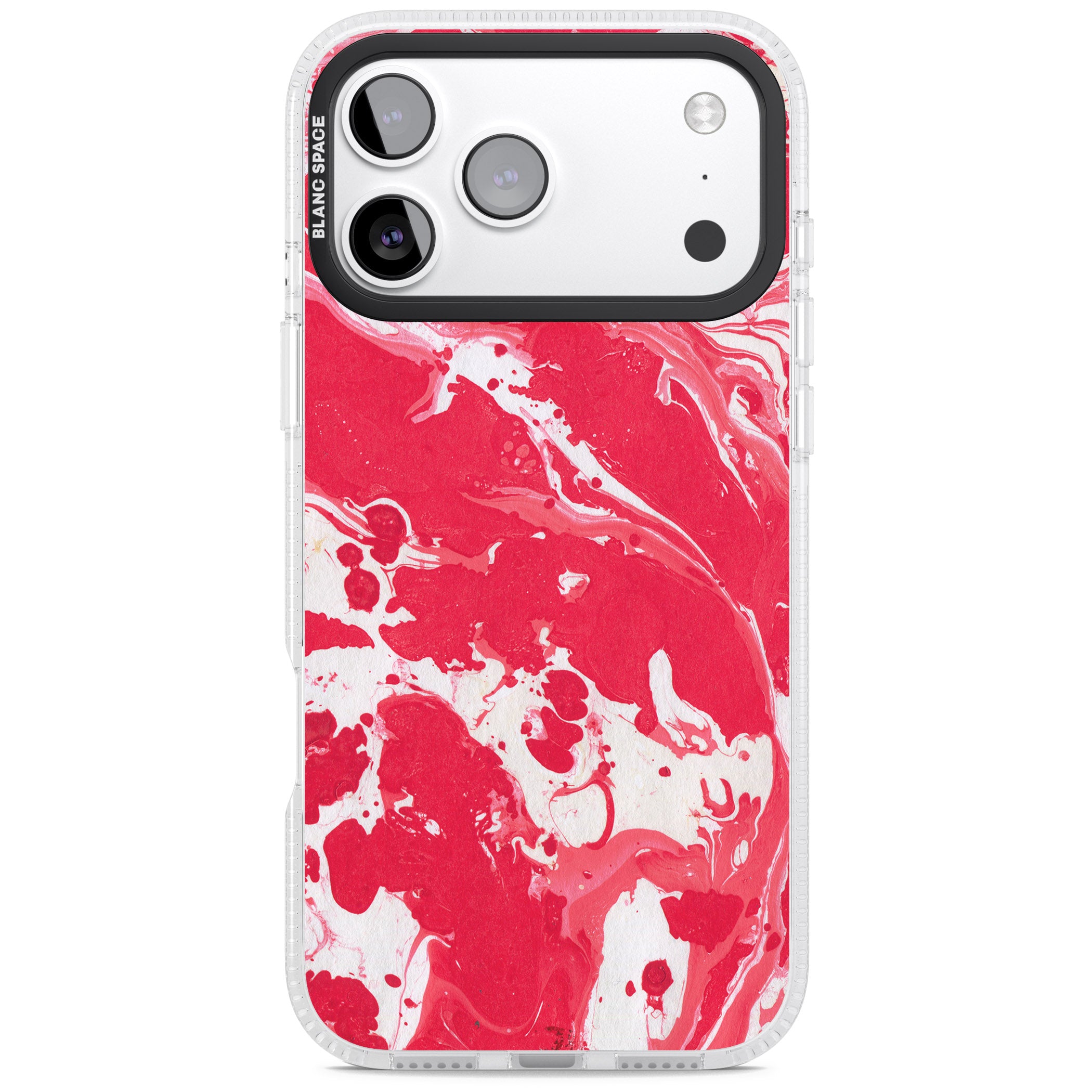Red & White Marbled iPhone 17 Pro Impact Air Clear Phone Case