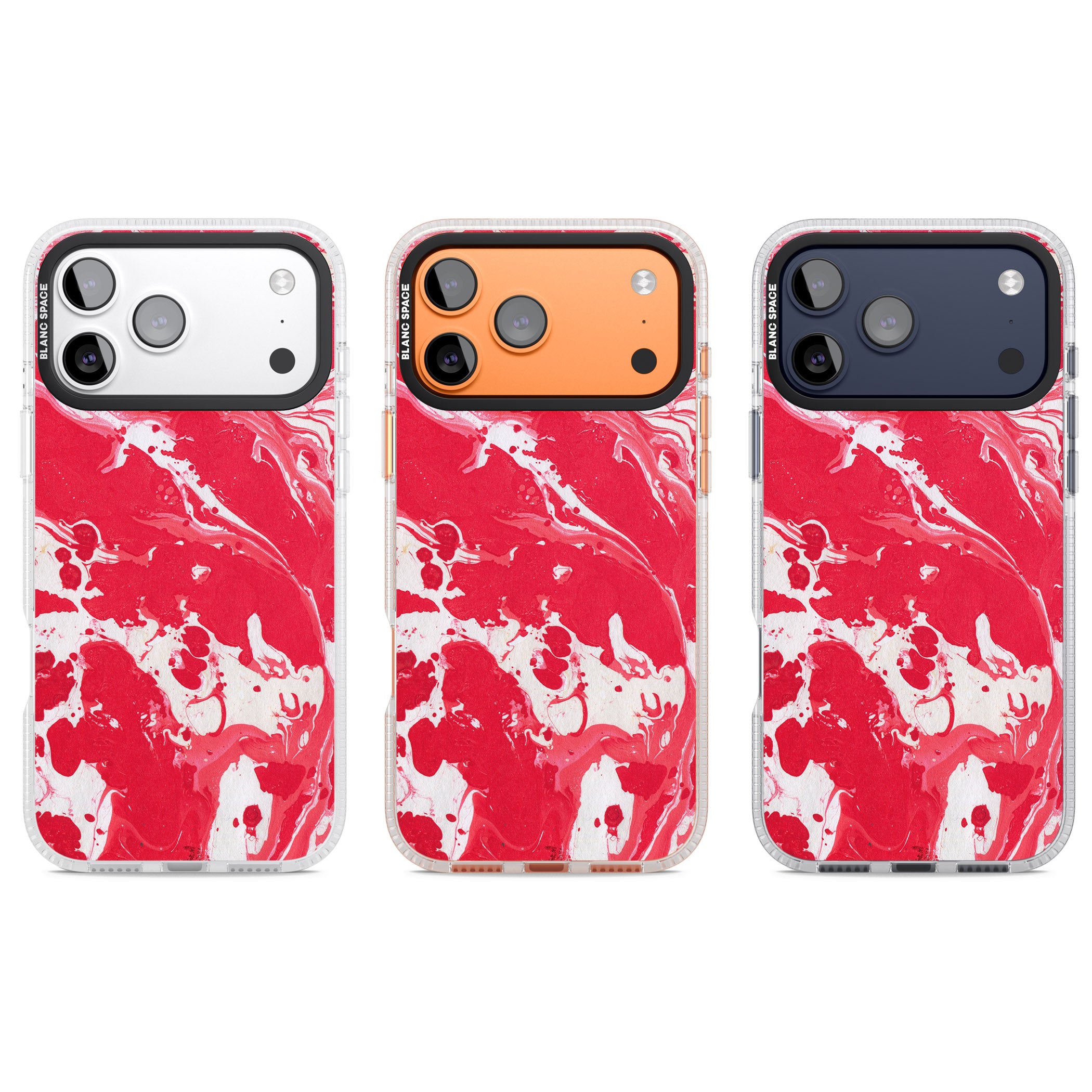 Red & White Marbled iPhone 17 Pro Impact Air Clear Phone Case APT Impact Protection