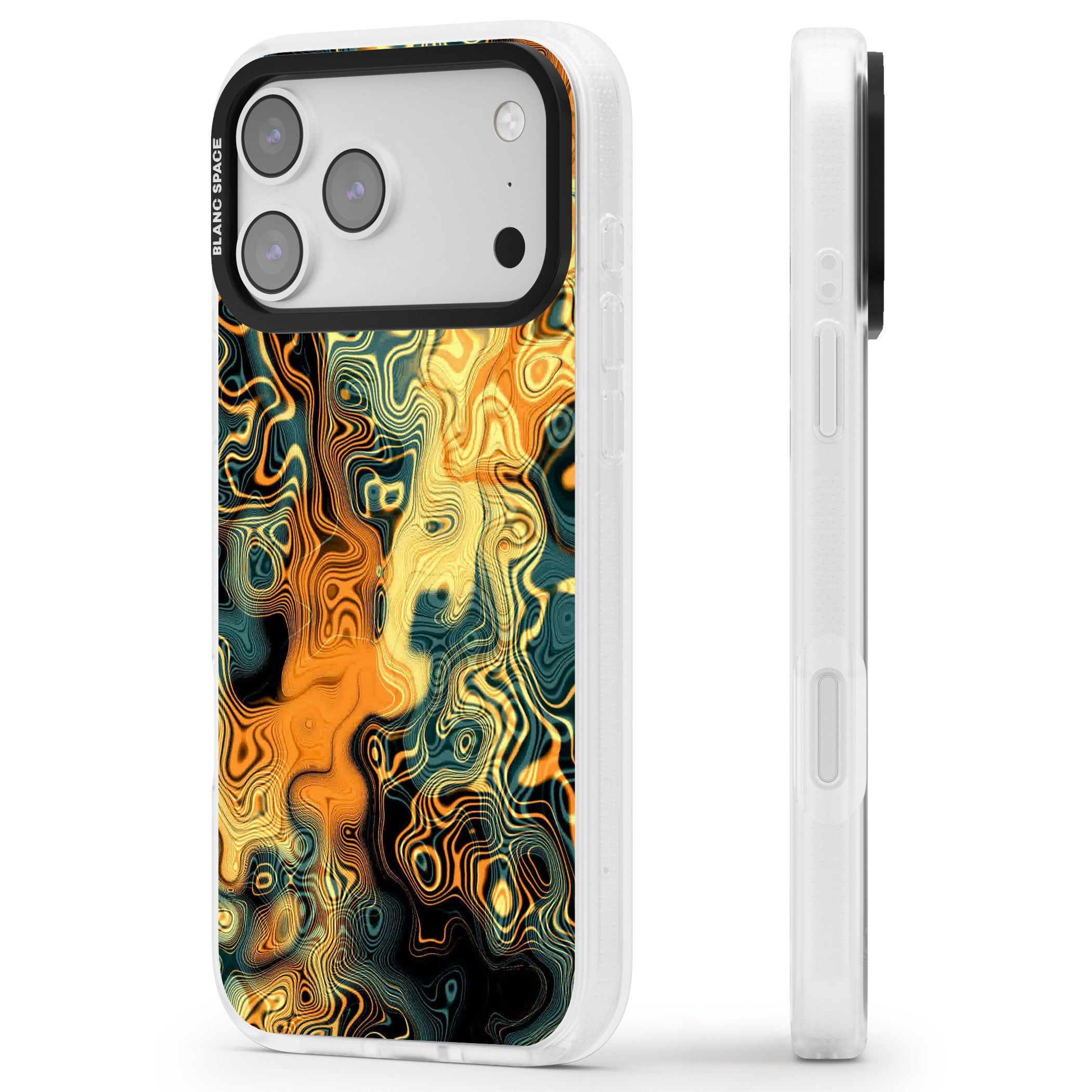 Gold Green Marble iPhone 17 Pro Impact Air Clear Phone Case Side Profile