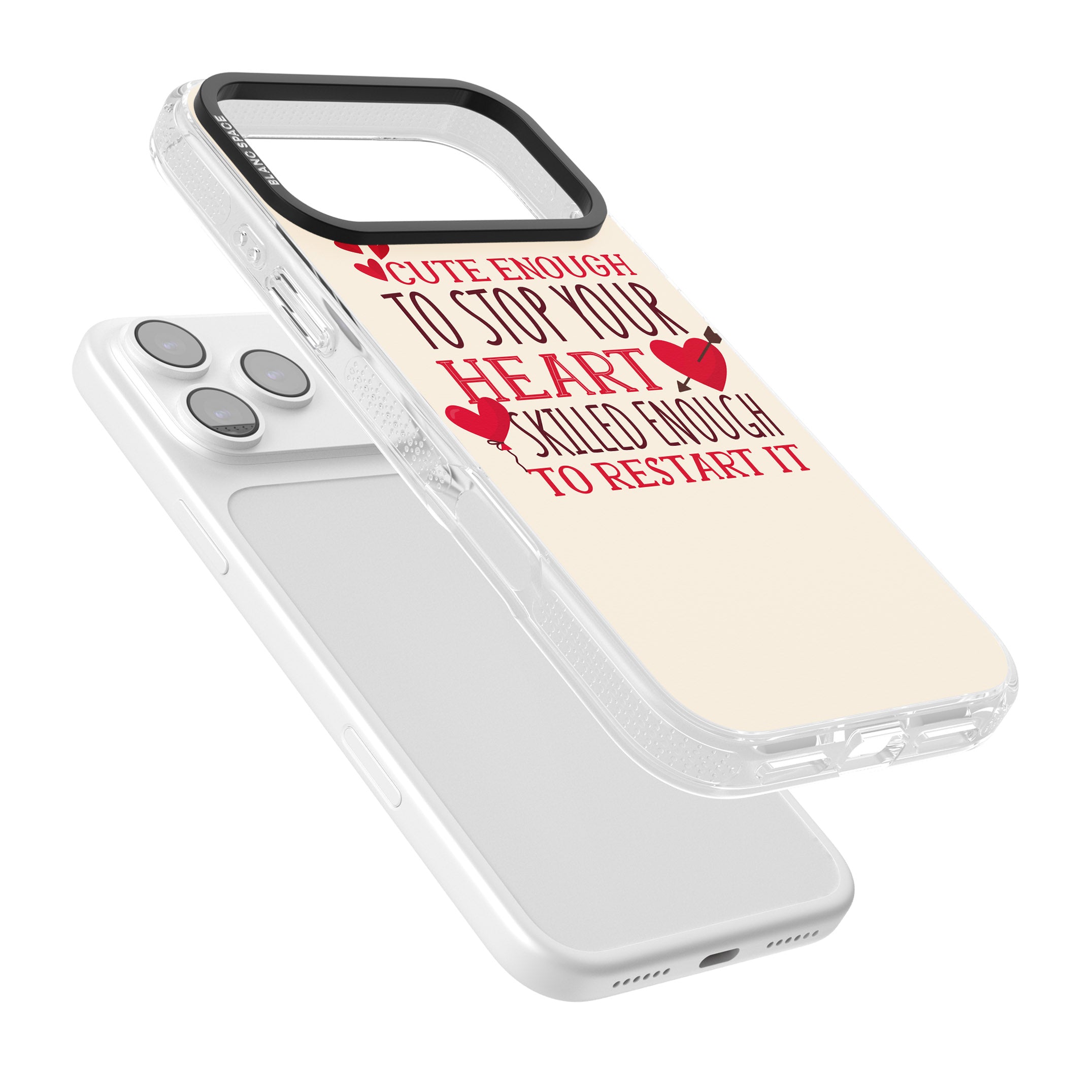 Cute Enough To Stop Your Heart iPhone 17 Pro Impact Air Clear Phone Case Colours