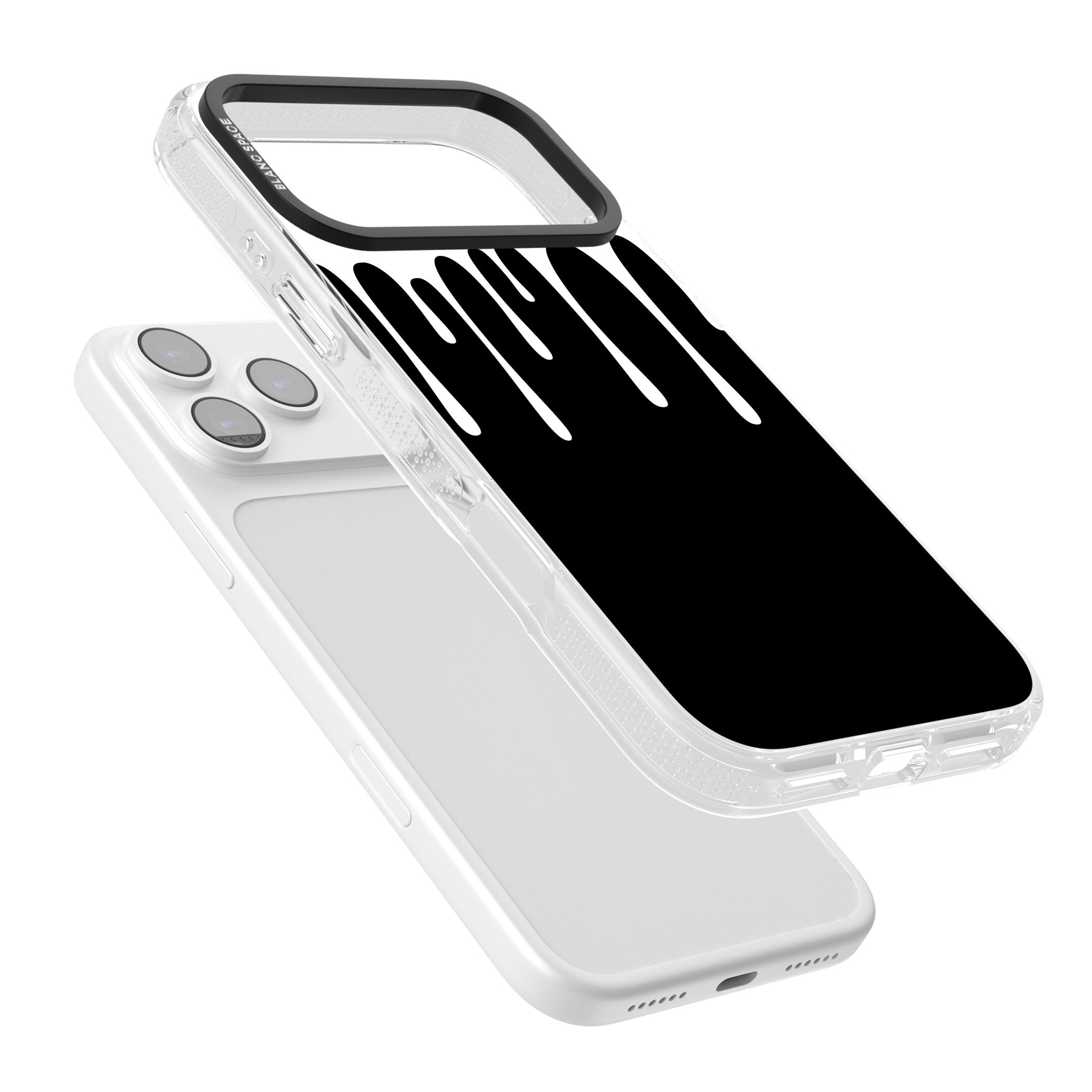 Melted Effect: White & Black iPhone 17 Pro Impact Air Clear Phone Case Colours