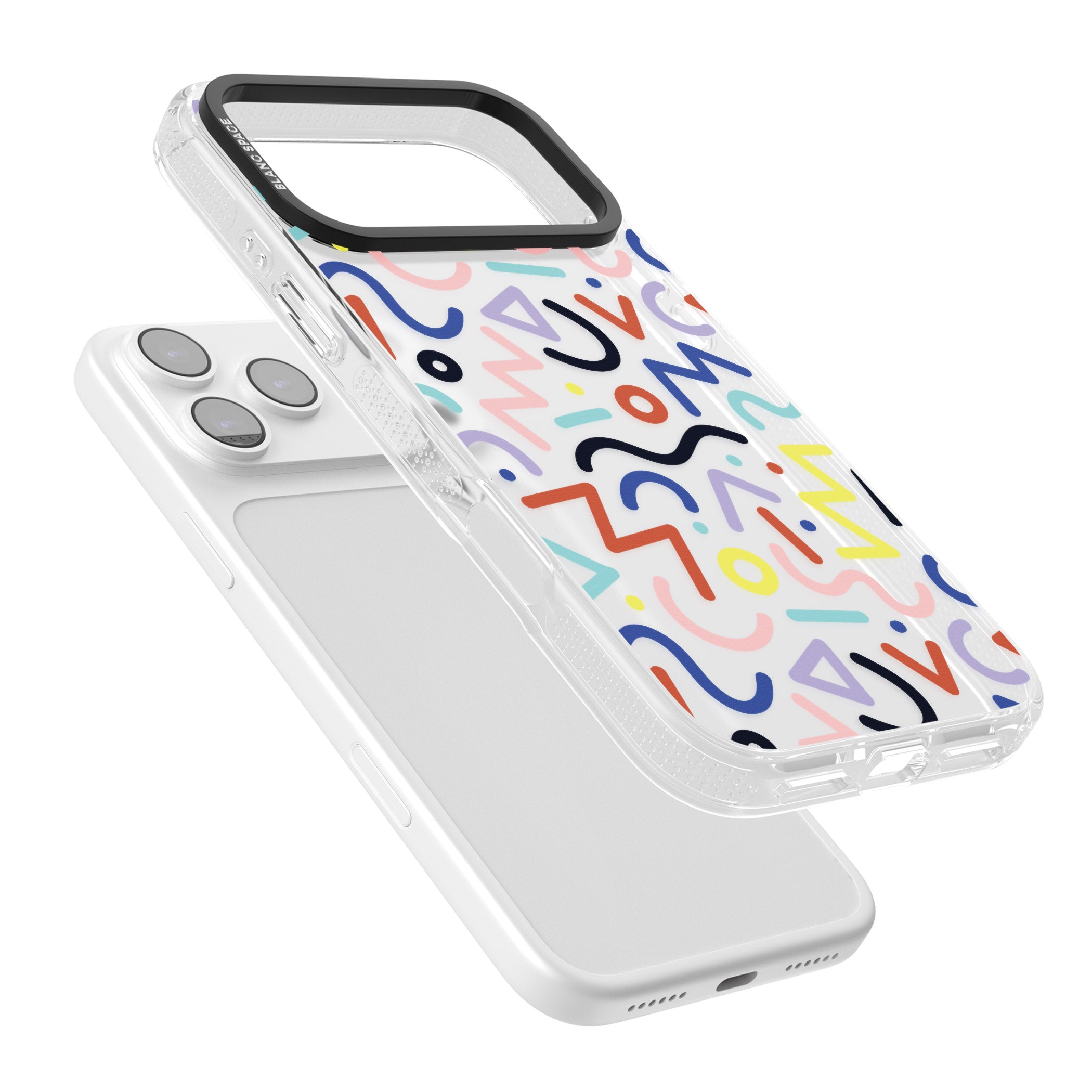 Memphis Retro Pattern iPhone 17 Pro Impact Air Clear Phone Case Colours