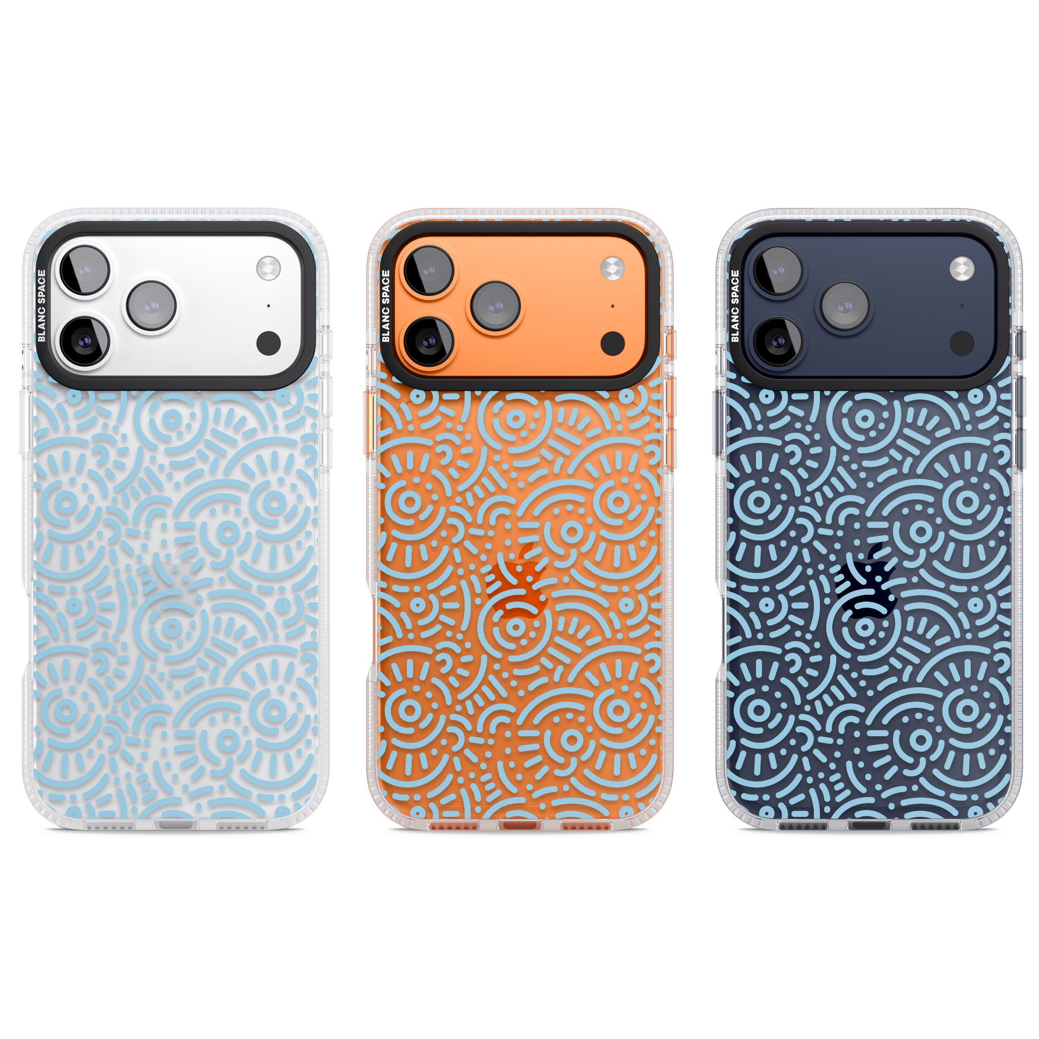 Light Blue Retro Pattern iPhone 17 Pro Impact Air Clear Phone Case APT Impact Protection
