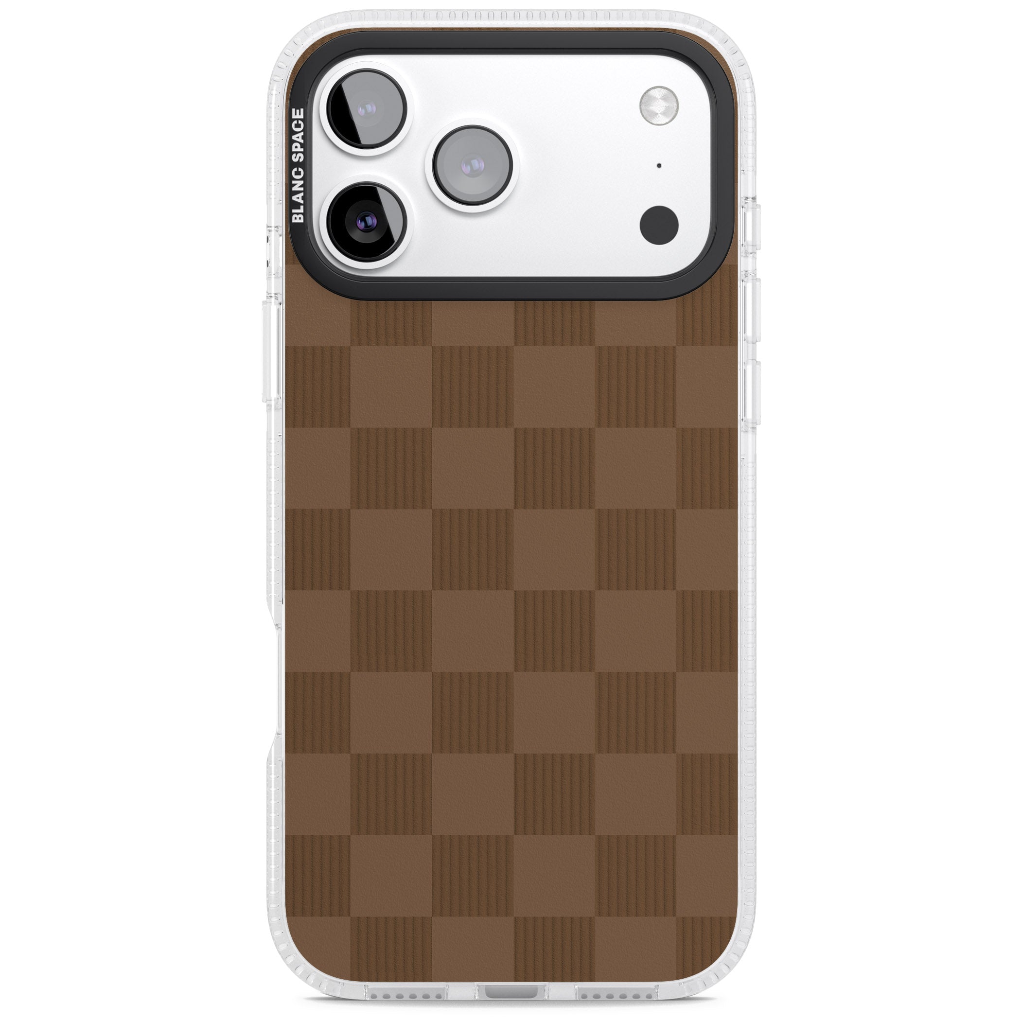 Chocolate Checkered iPhone 17 Pro Impact Air Clear Phone Case