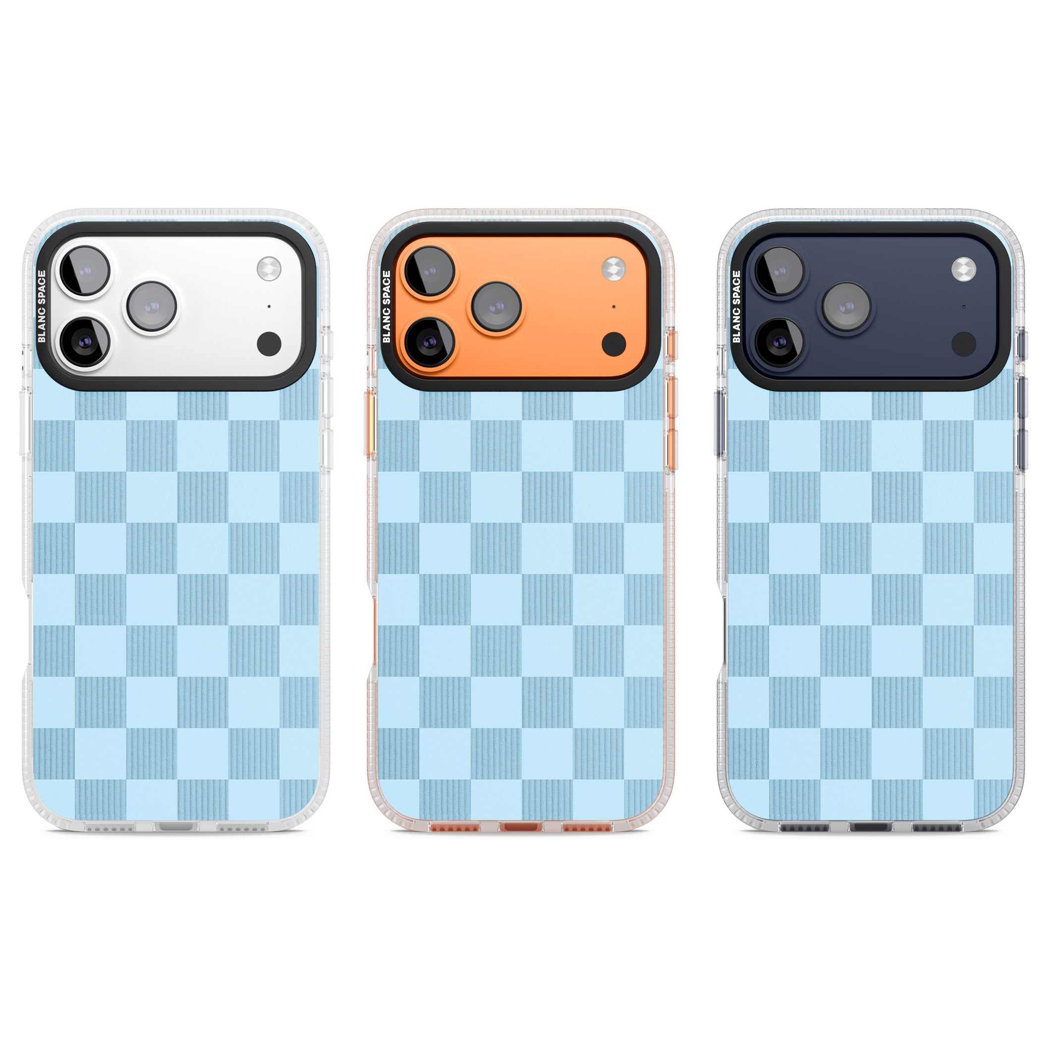Skyblue Checkered iPhone 17 Pro Impact Air Clear Phone Case APT Impact Protection