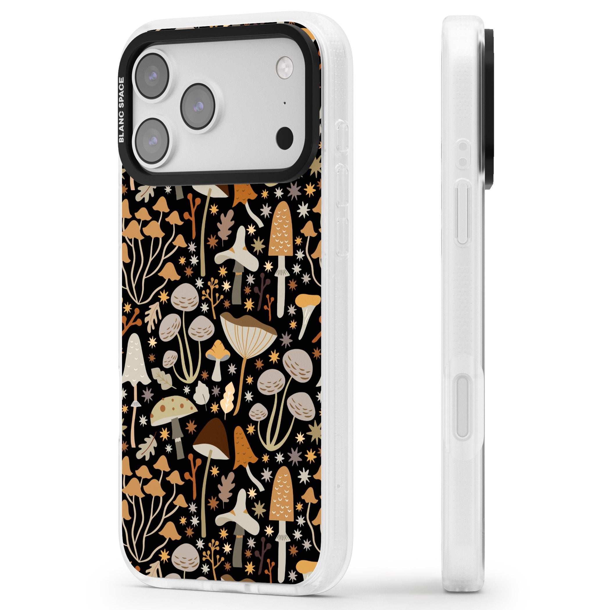 Mushroom Dream Pattern iPhone 17 Pro Impact Air Clear Phone Case Side Profile