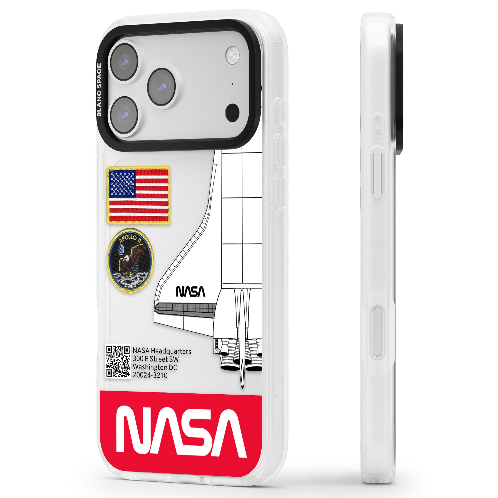 Nasa Apollo 11 iPhone 17 Pro Impact Air Clear Phone Case Side Profile