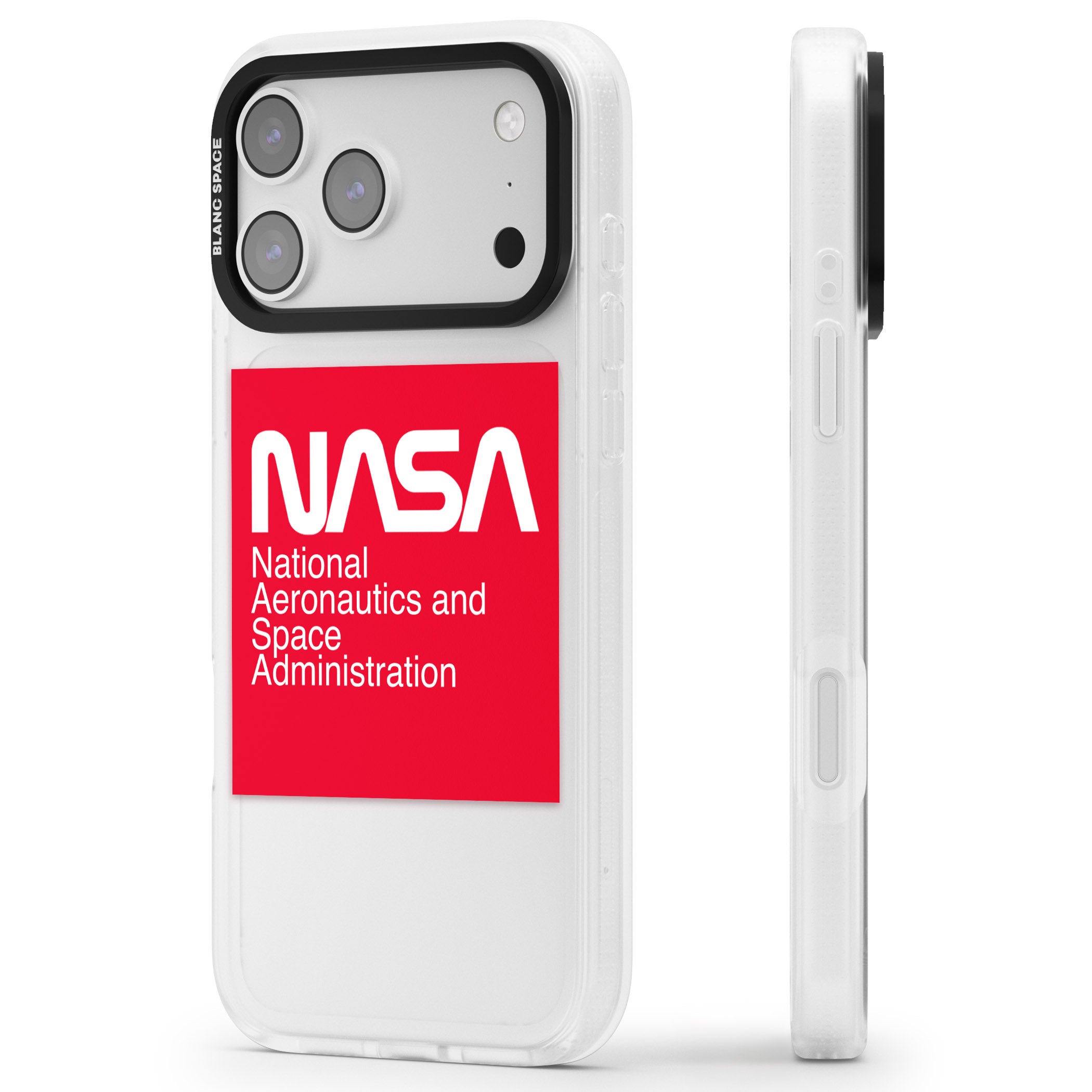 Nasa The Worm Box iPhone 17 Pro Impact Air Clear Phone Case Side Profile