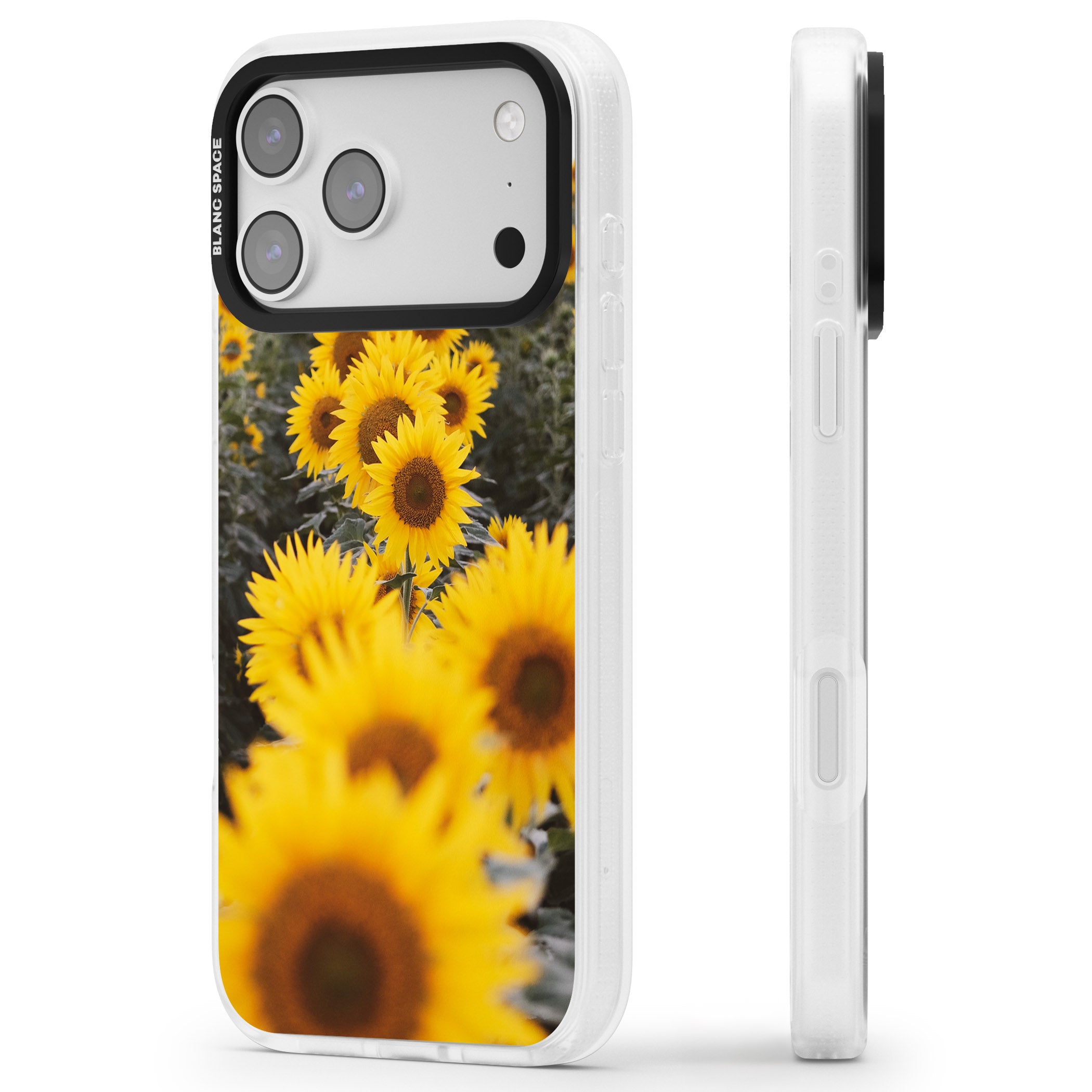 Sunflower Field iPhone 17 Pro Impact Air Clear Phone Case Side Profile