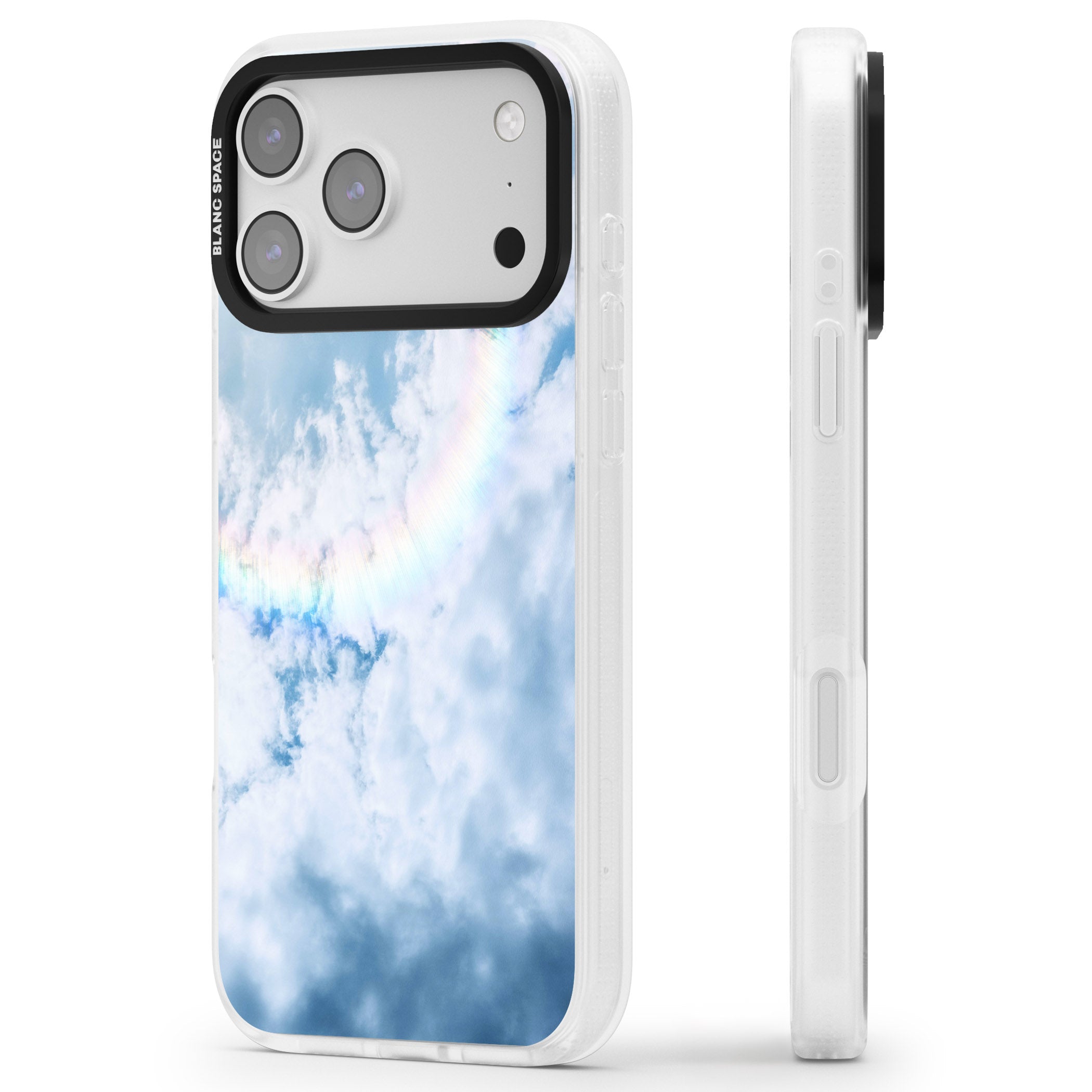Pastel Rainbow Sky iPhone 17 Pro Impact Air Clear Phone Case Side Profile