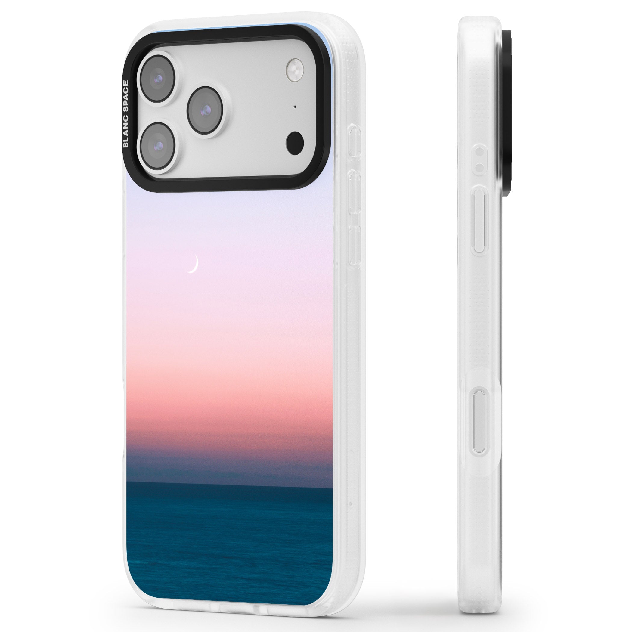 Pastel Ocean Sunset iPhone 17 Pro Impact Air Clear Phone Case Side Profile