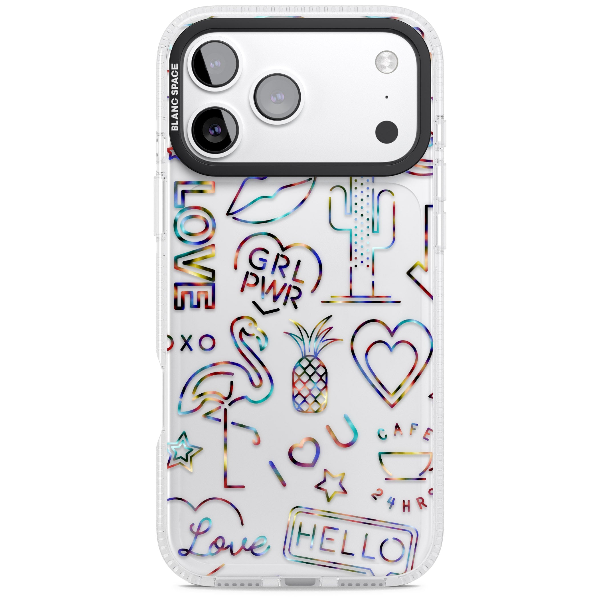 Funky Nebula Neon Sign iPhone 17 Pro Impact Air Clear Phone Case